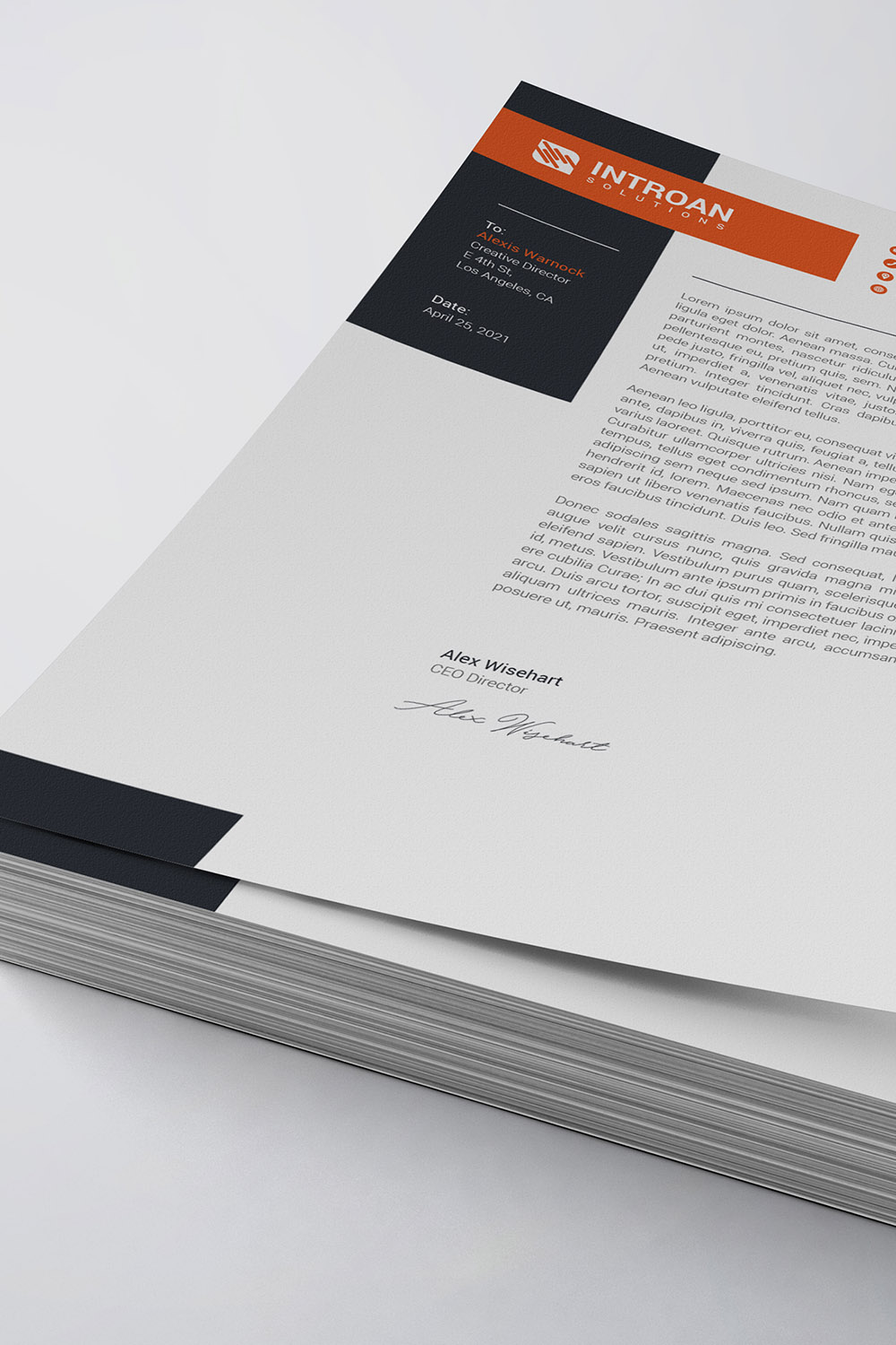 Modern Letterhead Template pinterest preview image.