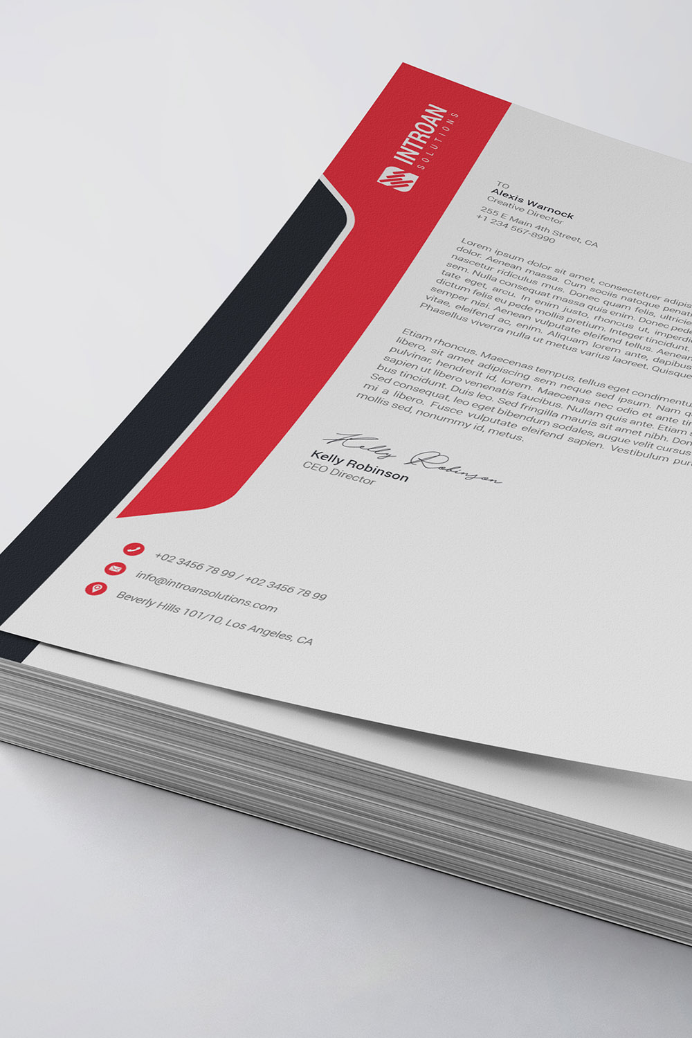 Modern Letterhead Template pinterest preview image.