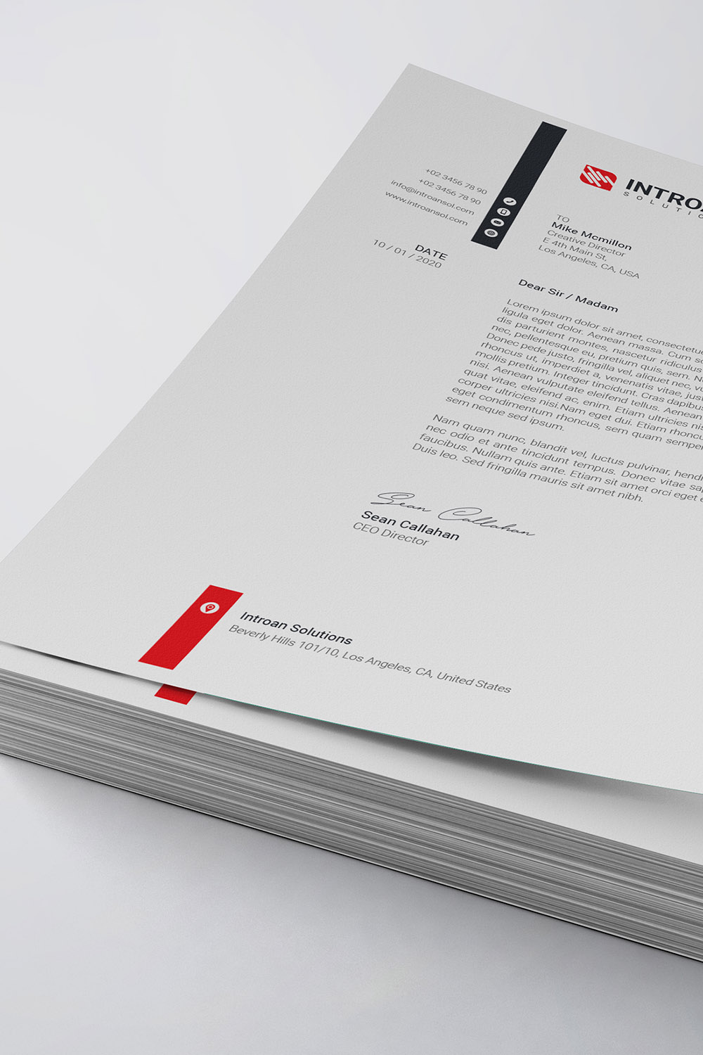 Corporate Letterhead Template pinterest preview image.