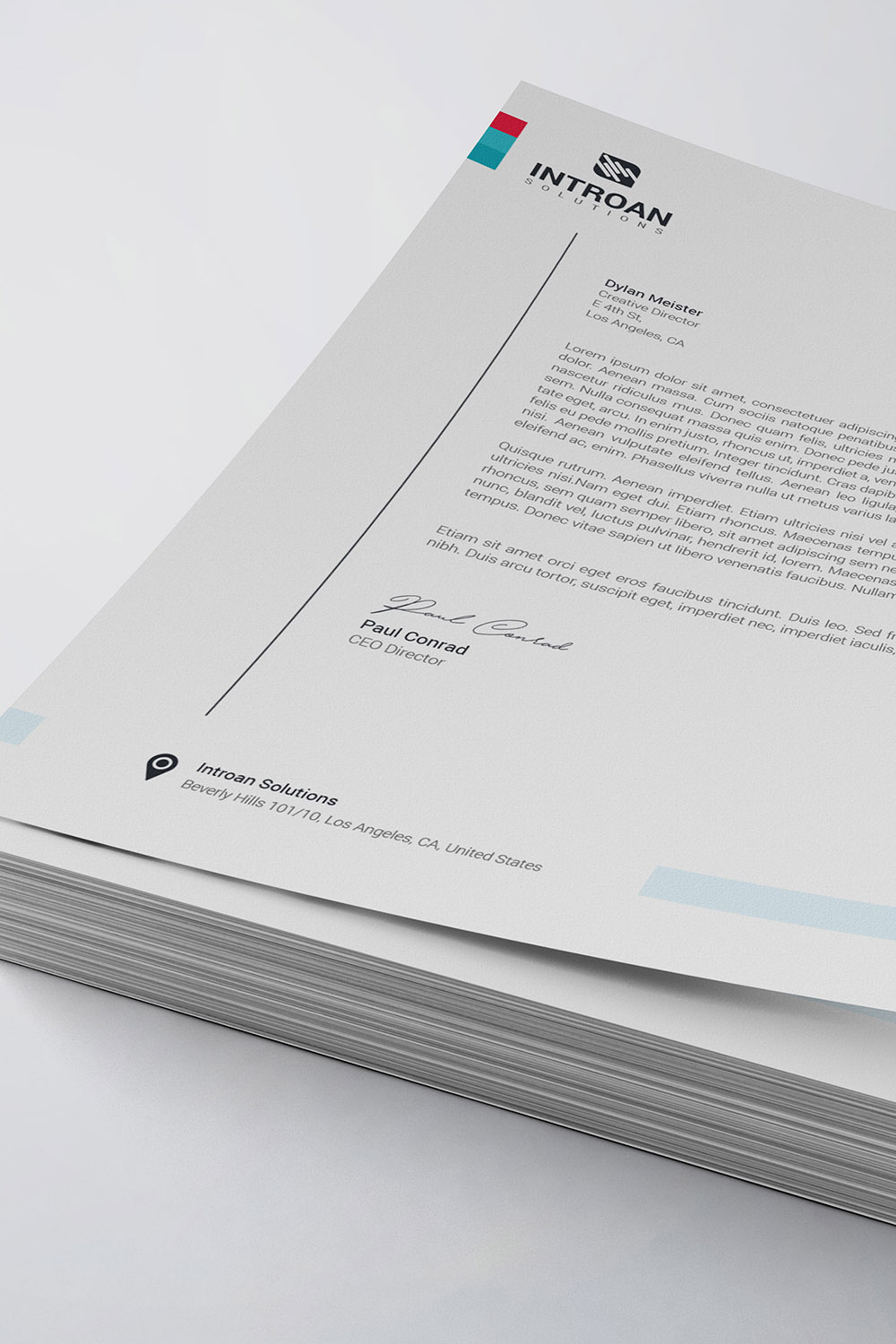 Modern Letterhead Template pinterest preview image.