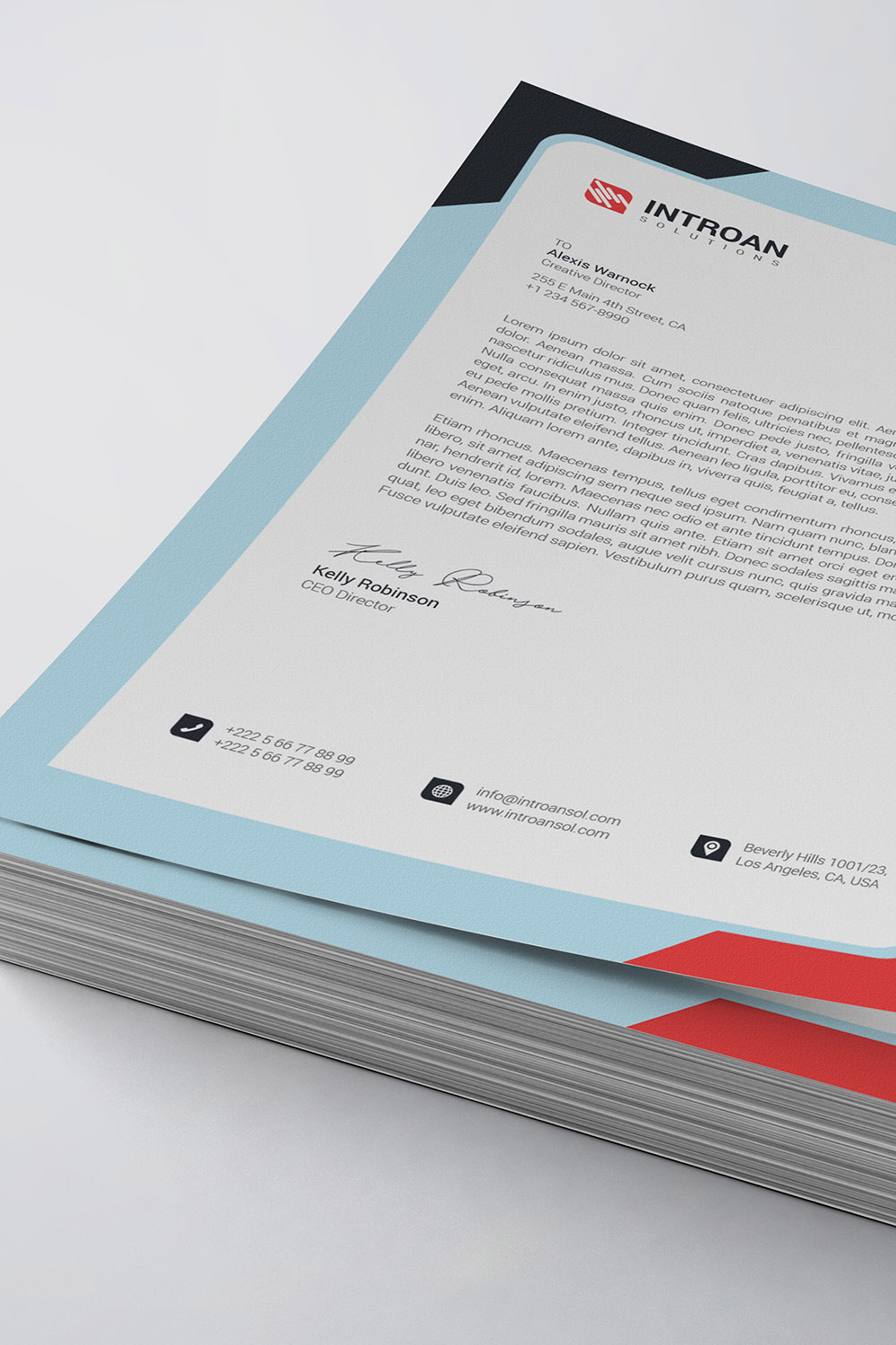 Modern Letterhead Template pinterest preview image.