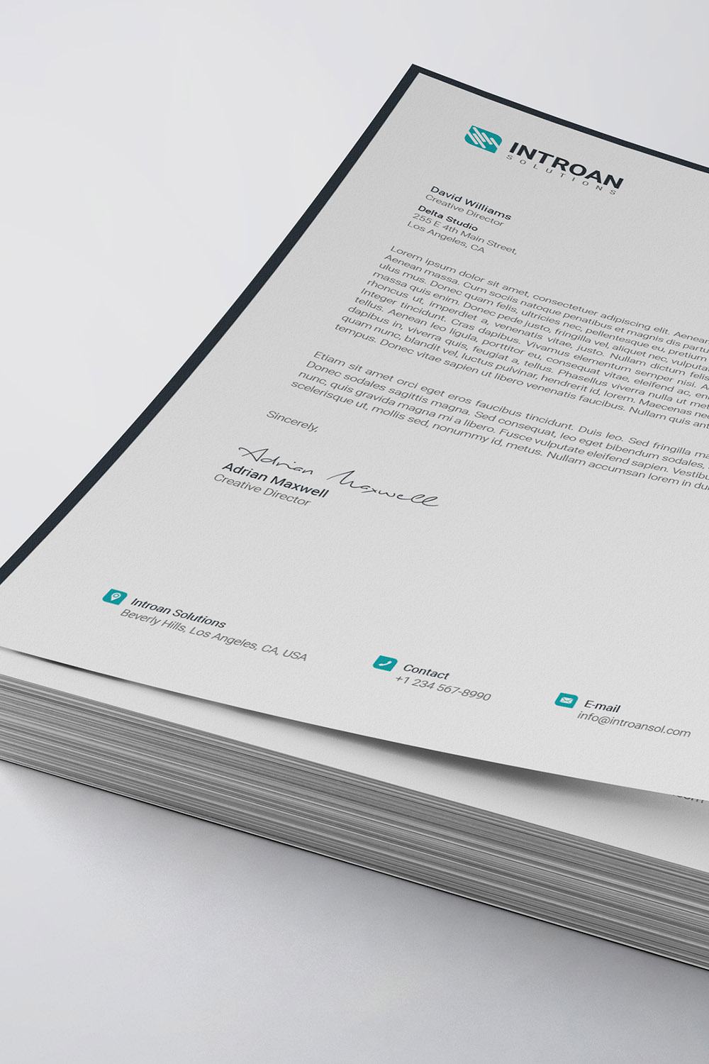 Modern Letterhead Template pinterest preview image.