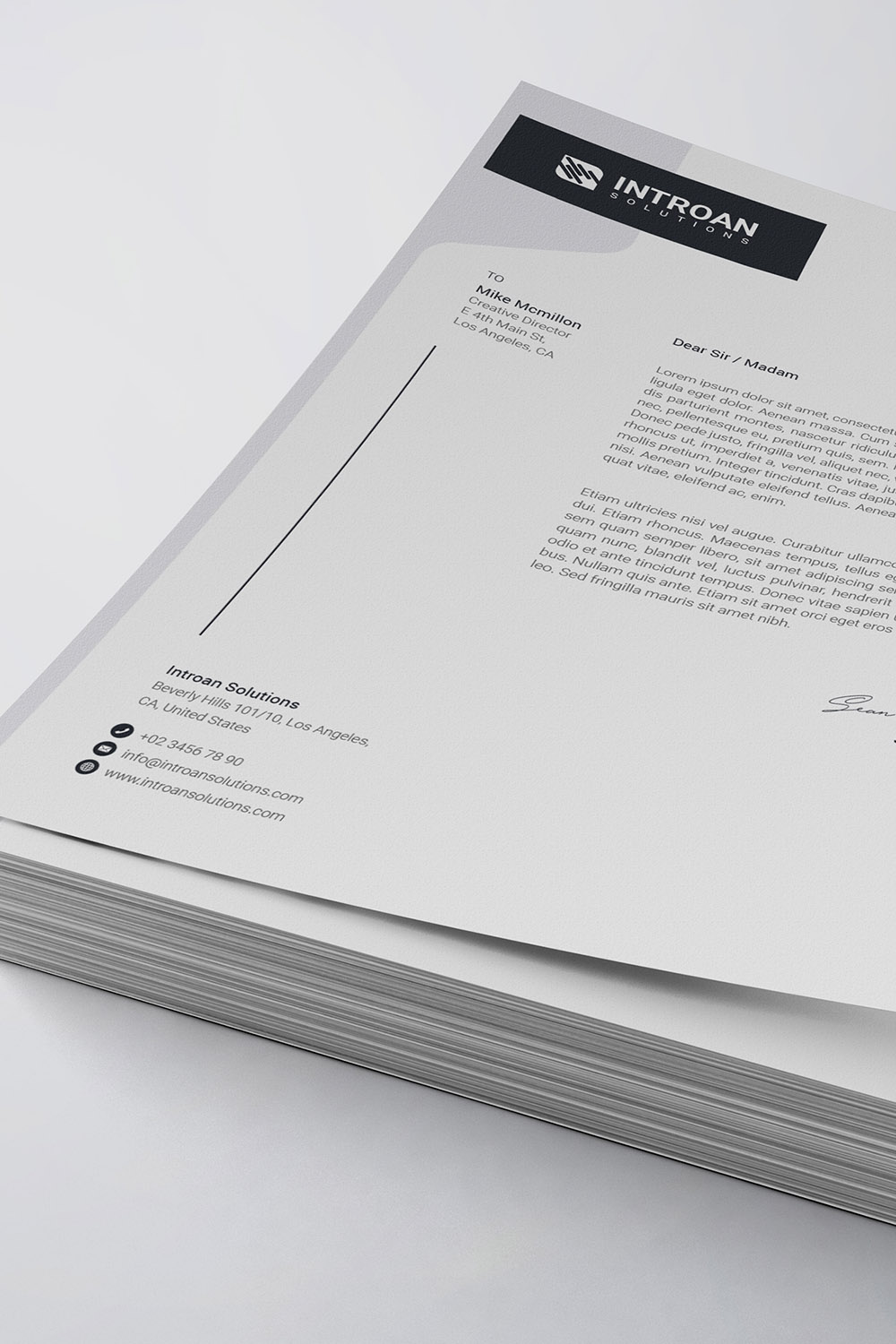 Corporate Letterhead Template pinterest preview image.