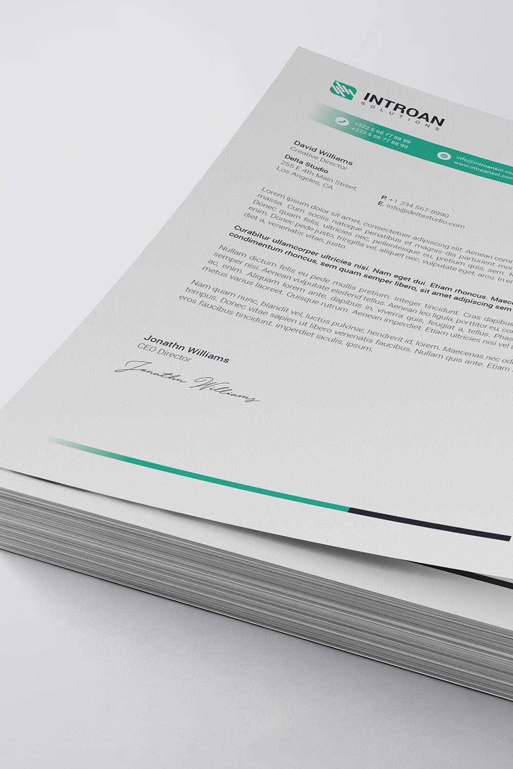 Clean Letterhead Template pinterest preview image.