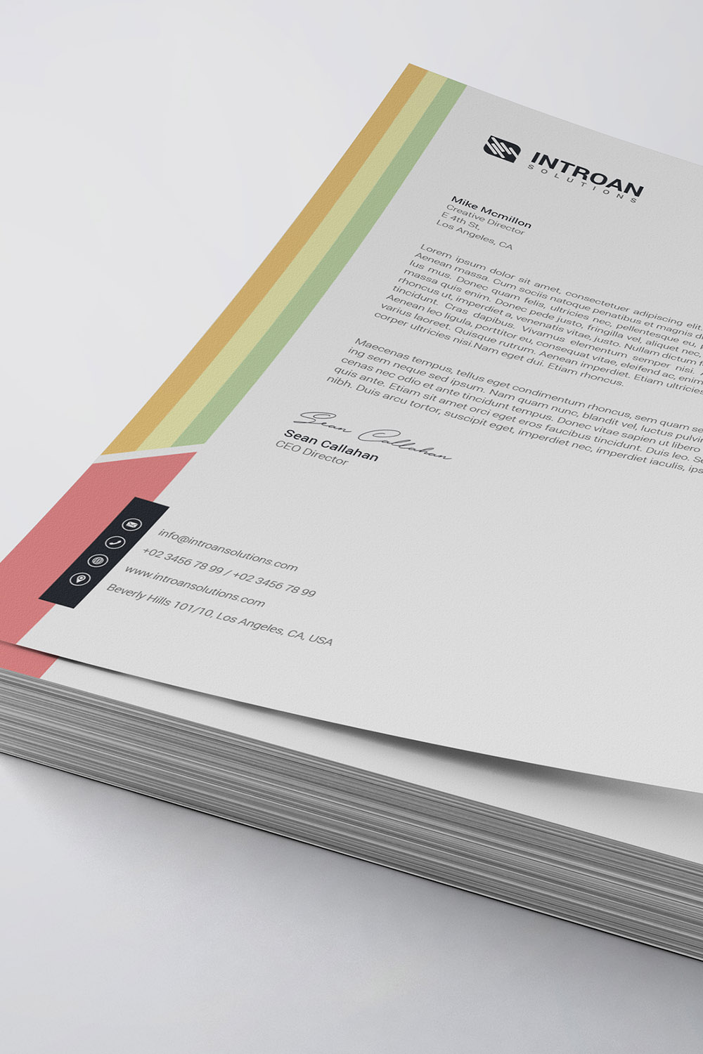 Modern Letterhead Template pinterest preview image.