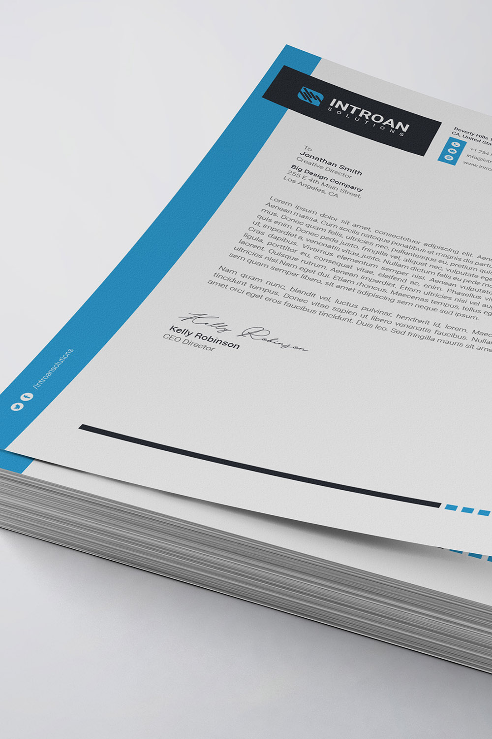 Modern Letterhead Template pinterest preview image.