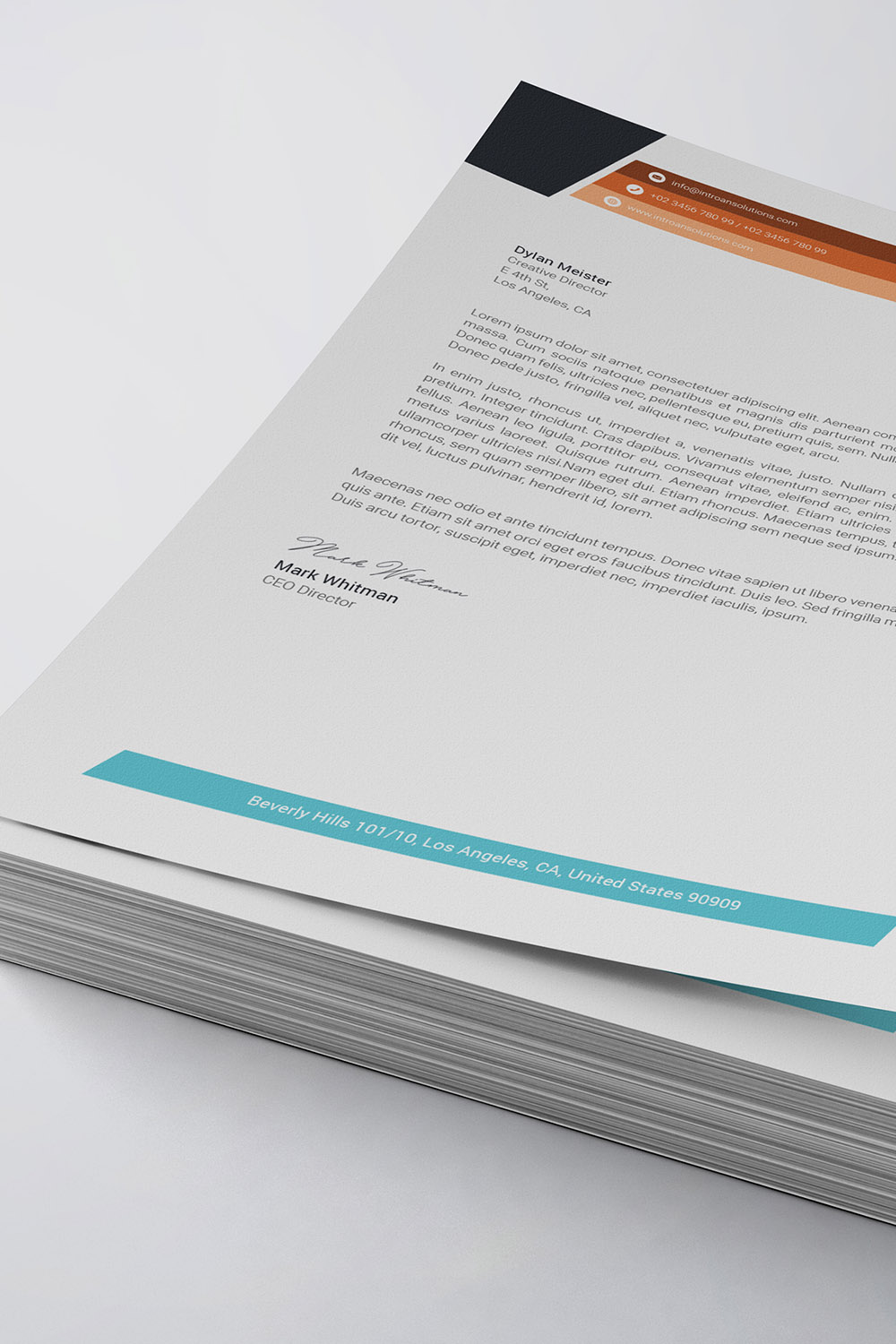 Clean and Modern Letterhead Template pinterest preview image.