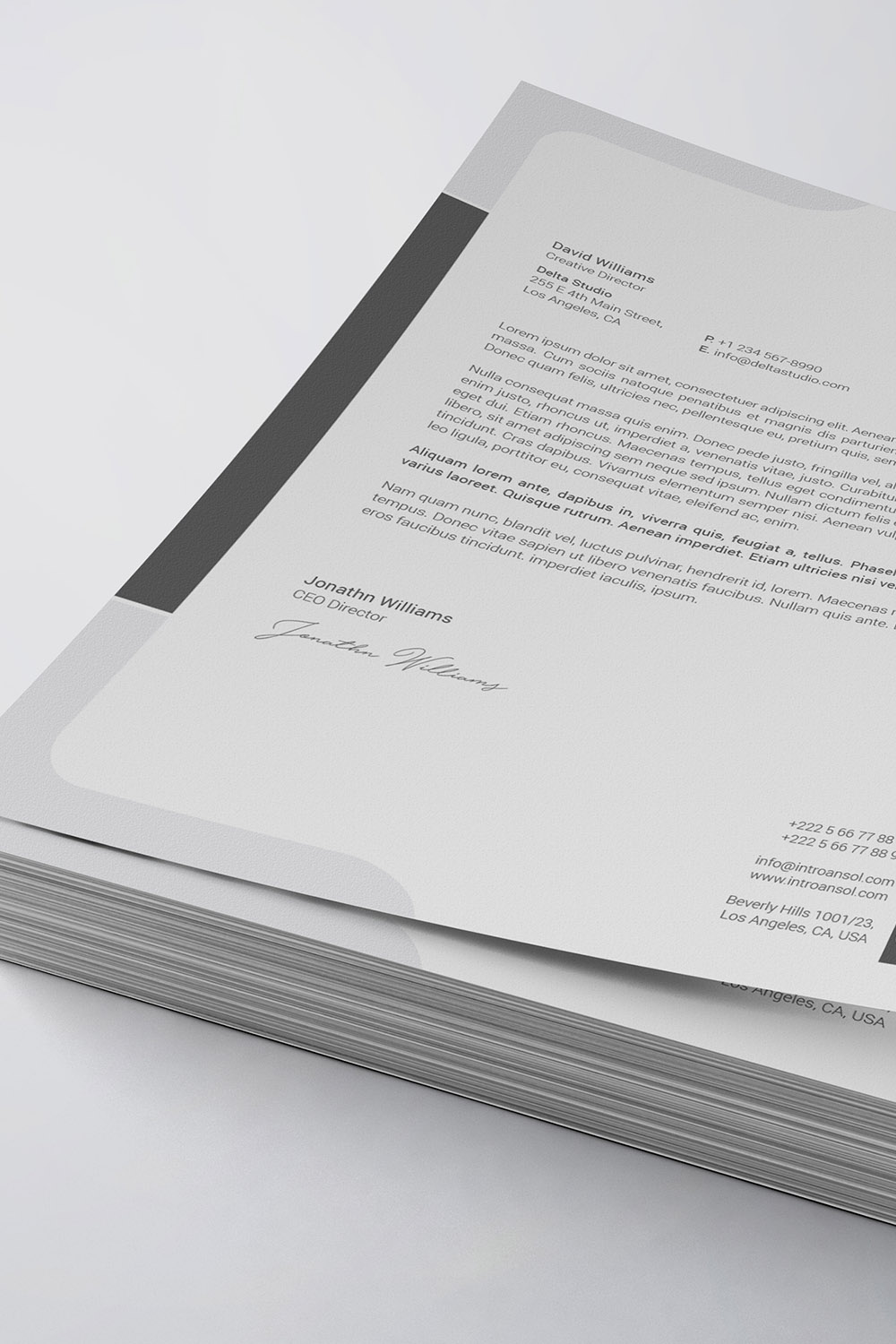 Clean Letterhead Template pinterest preview image.