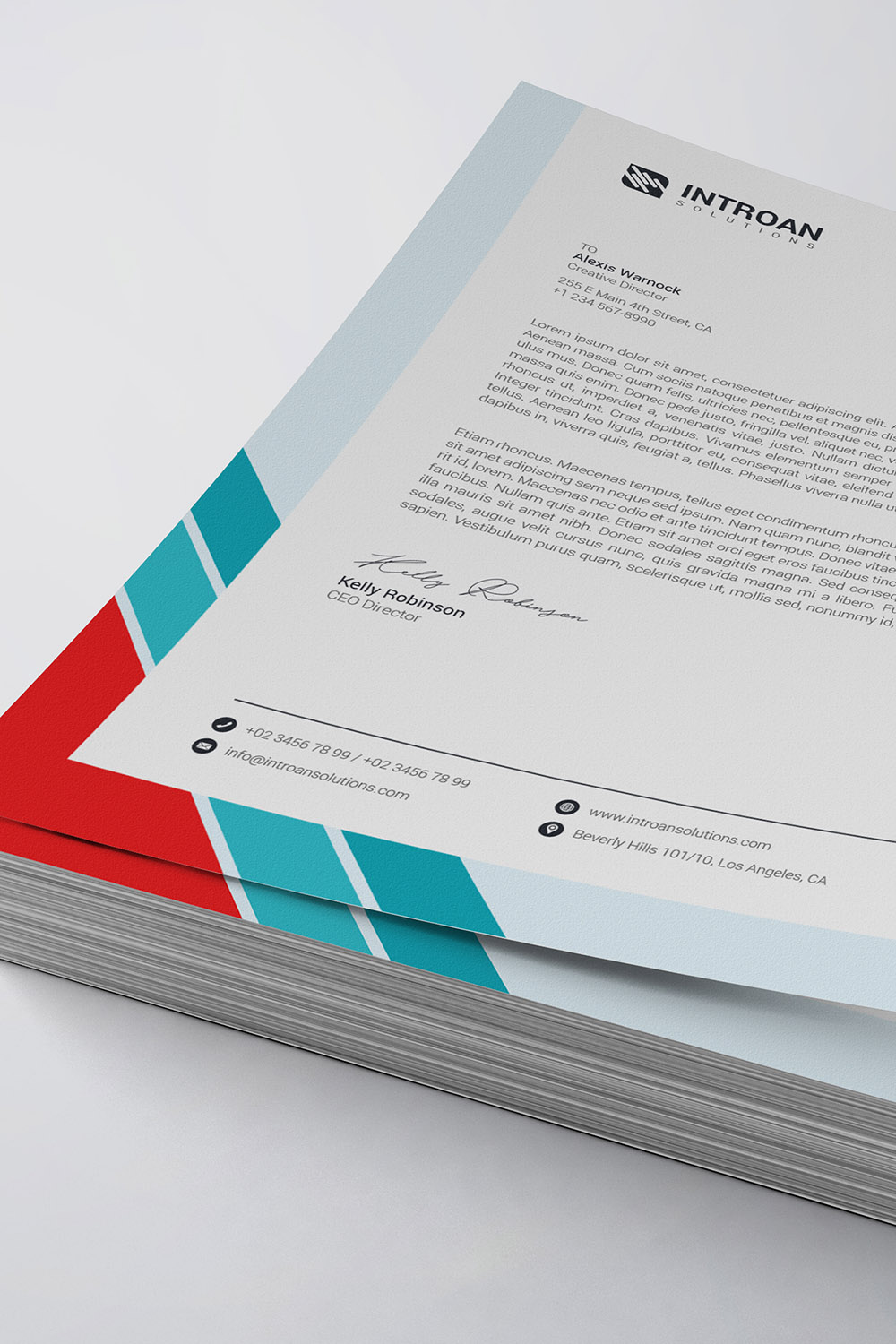 Modern Letterhead Template pinterest preview image.