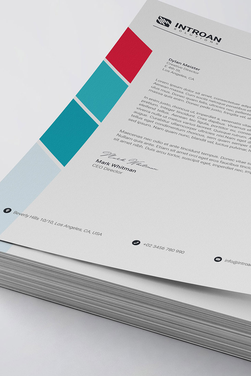 Modern Letterhead Template pinterest preview image.