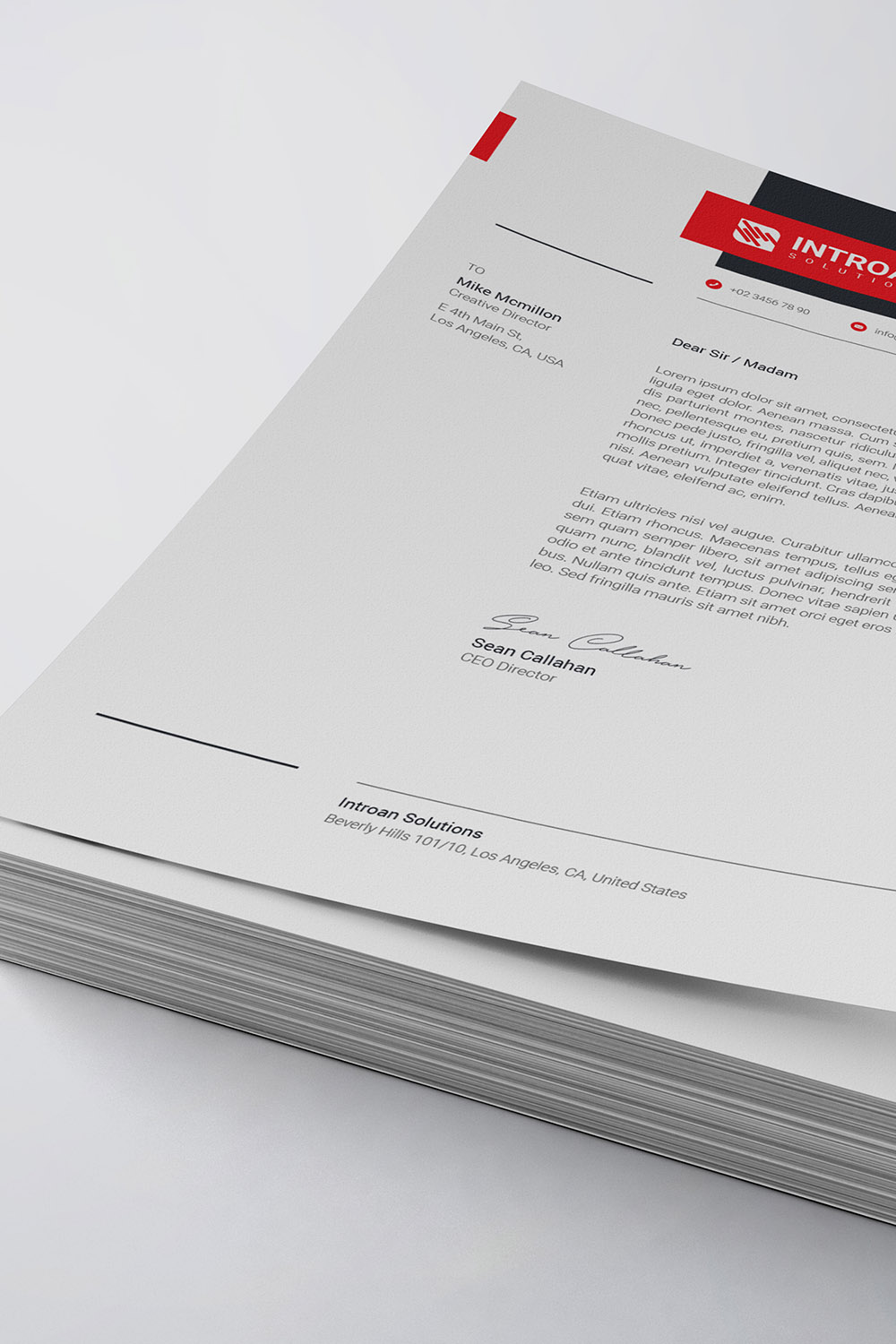 Corporate Letterhead Template pinterest preview image.