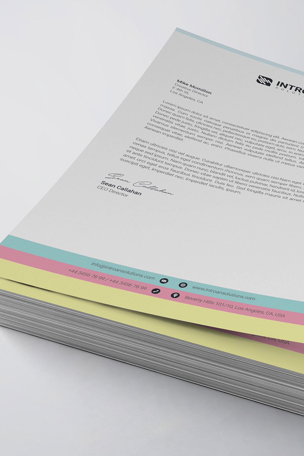 Clean Letterhead Template pinterest preview image.