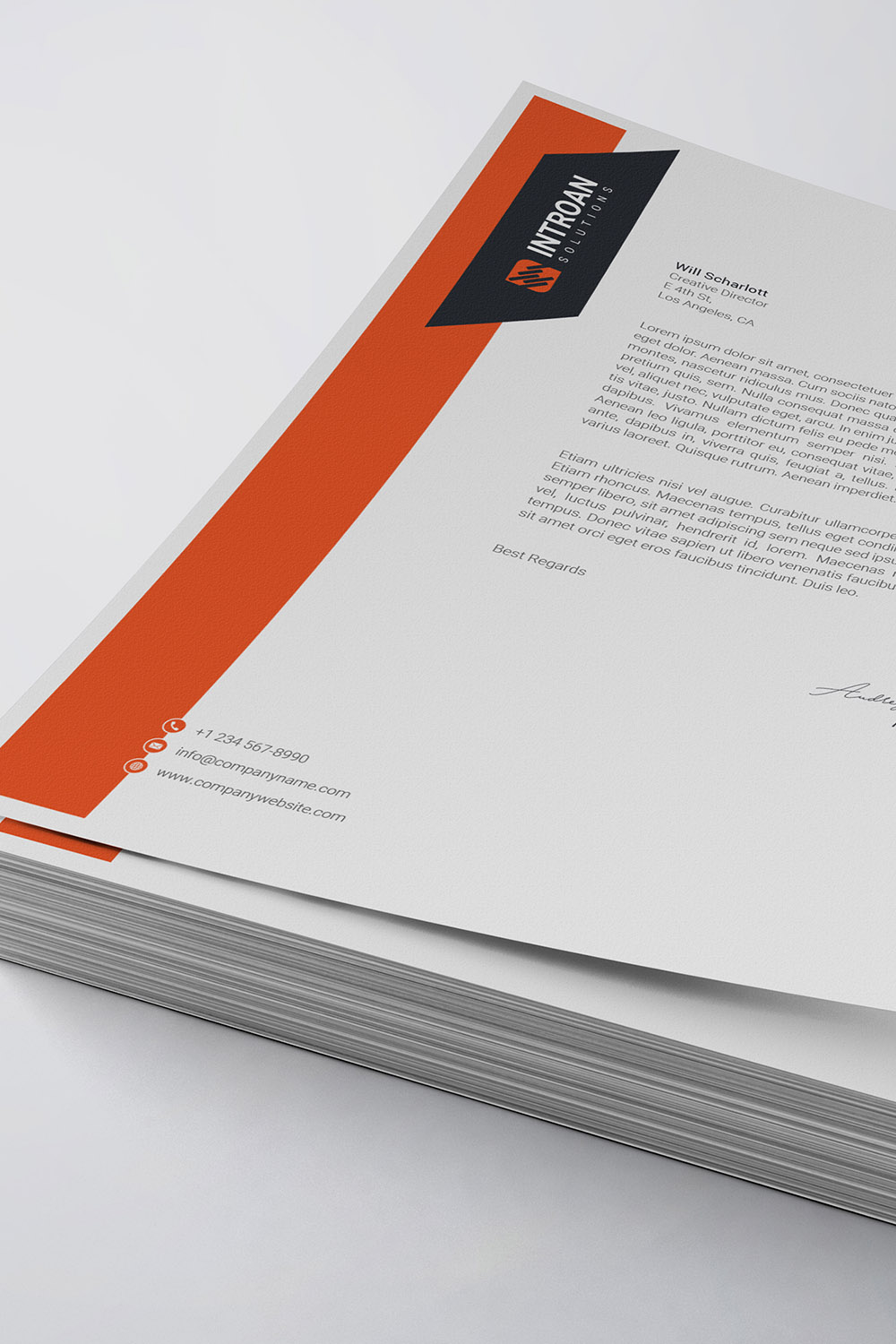 Modern Letterhead Template pinterest preview image.