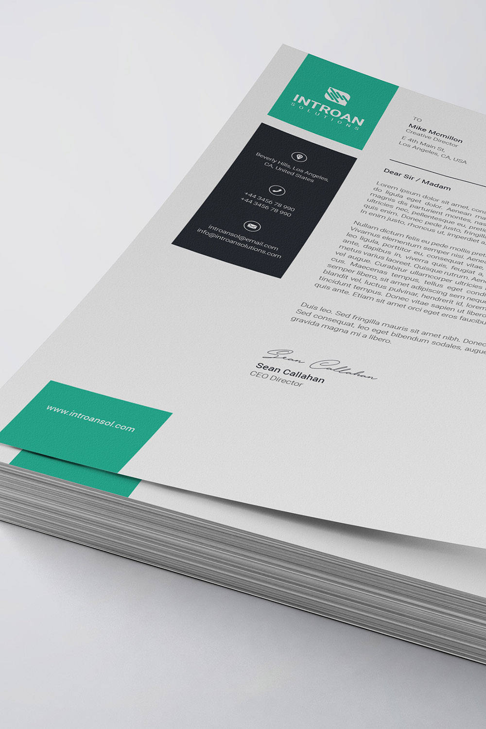 Corporate Letterhead Template pinterest preview image.