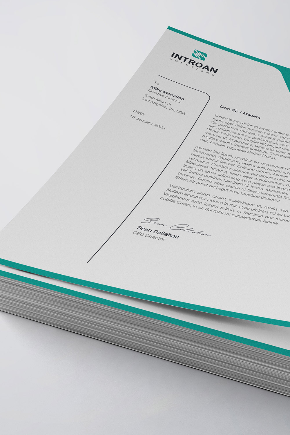 Corporate Letterhead Template pinterest preview image.