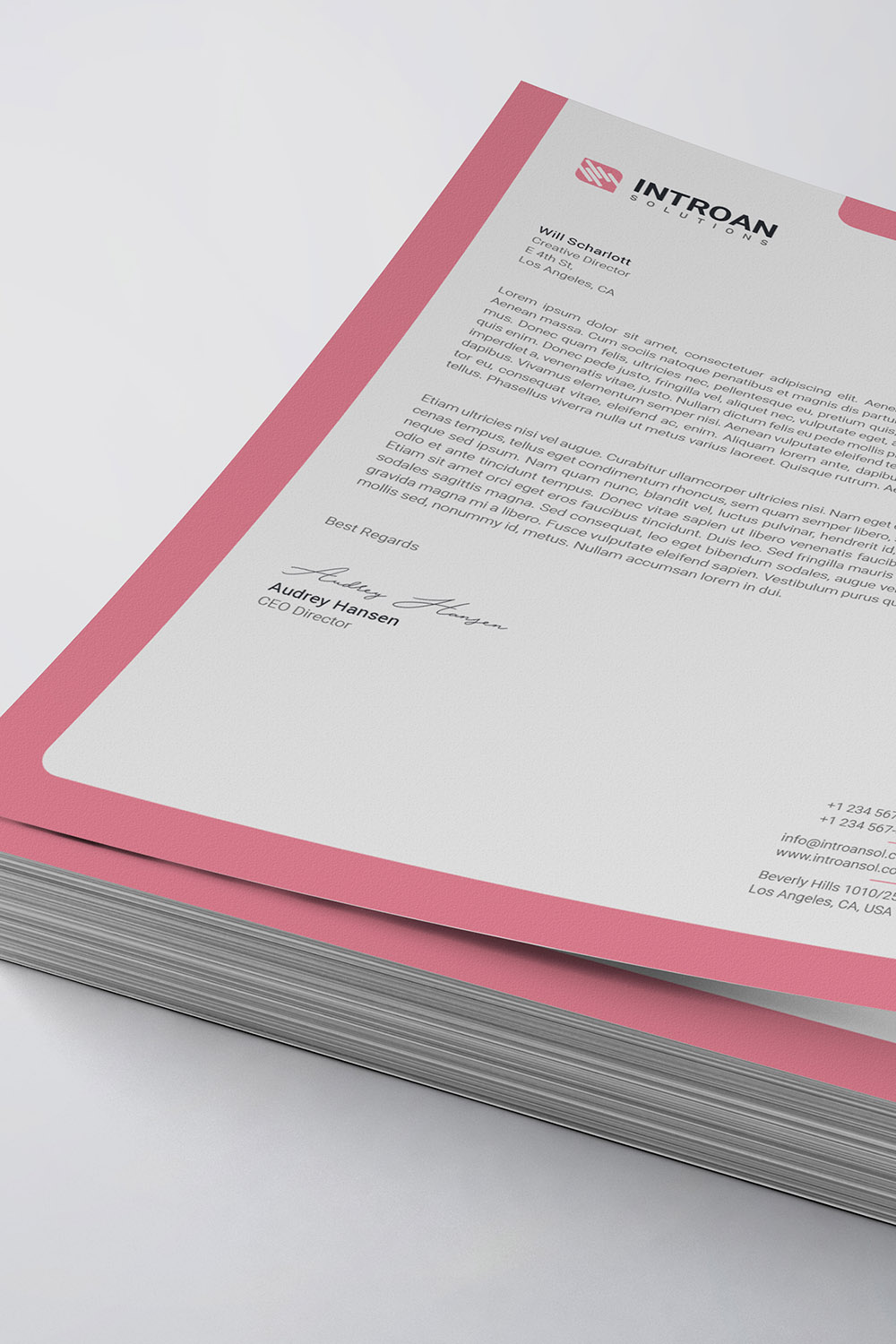 Corporate Letterhead Template pinterest preview image.