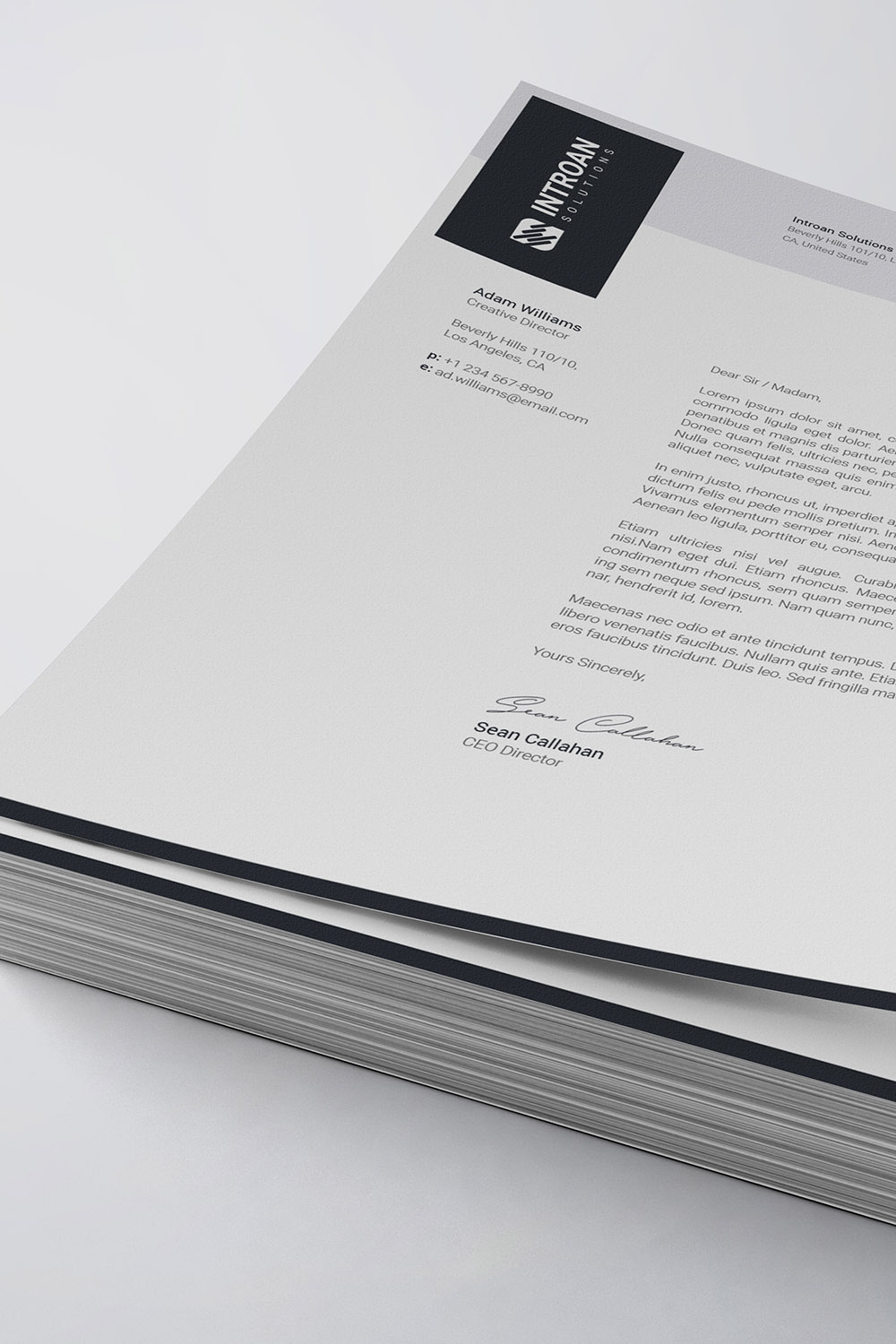 Corporate Letterhead Template pinterest preview image.