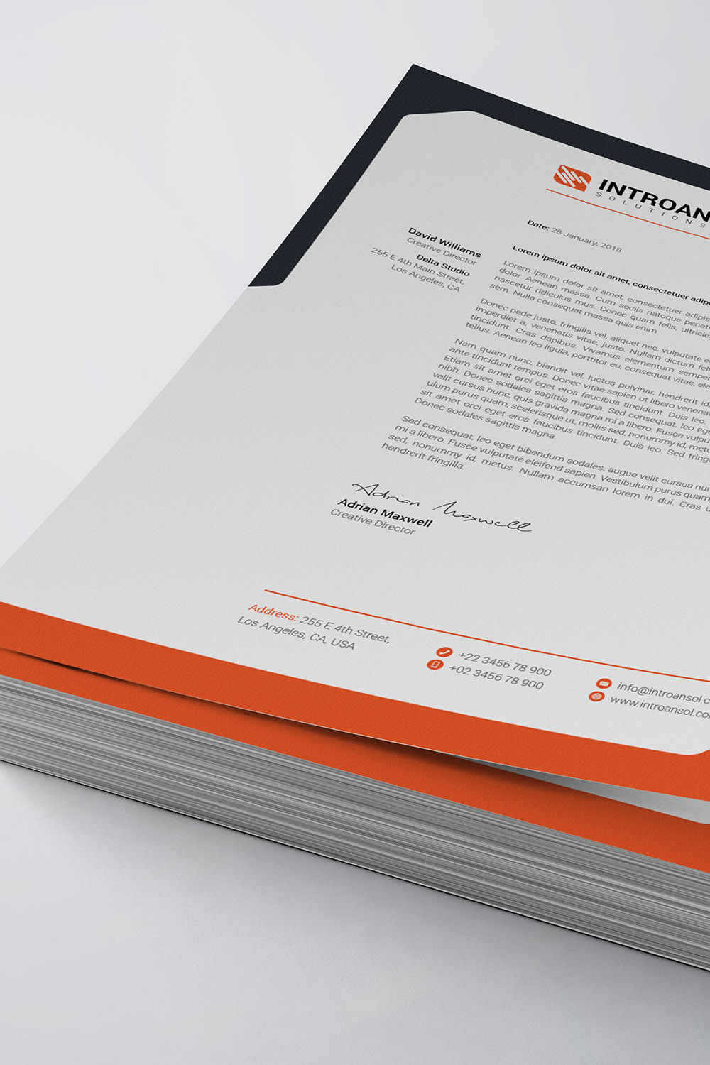 Modern Letterhead Template pinterest preview image.