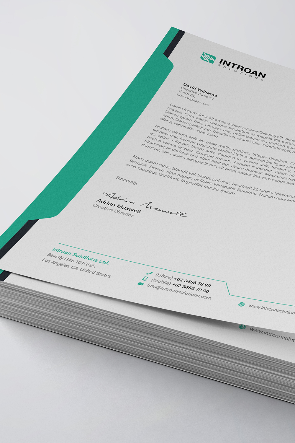 Corporate Letterhead Template pinterest preview image.