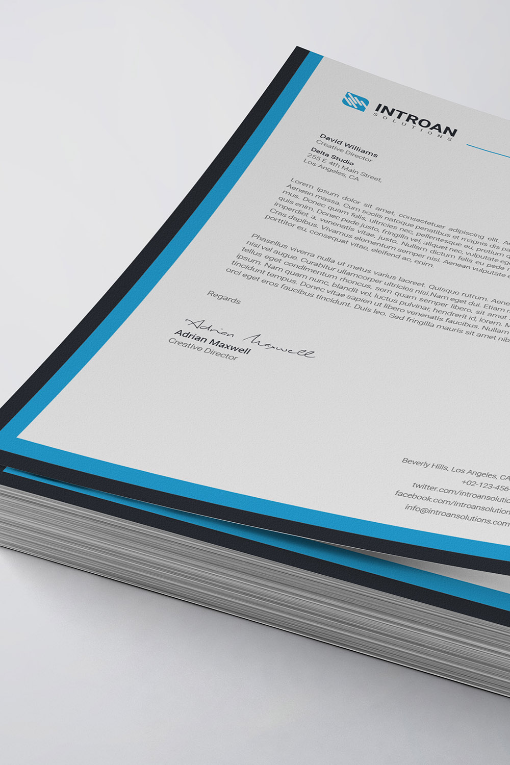 Modern Letterhead Template pinterest preview image.