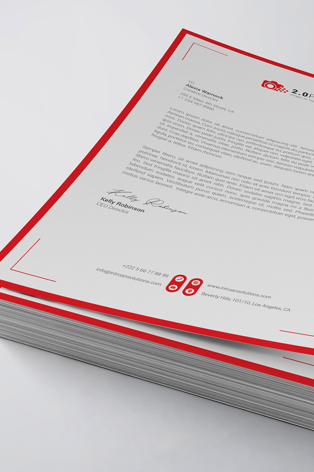 Photographer Letterhead Template pinterest preview image.