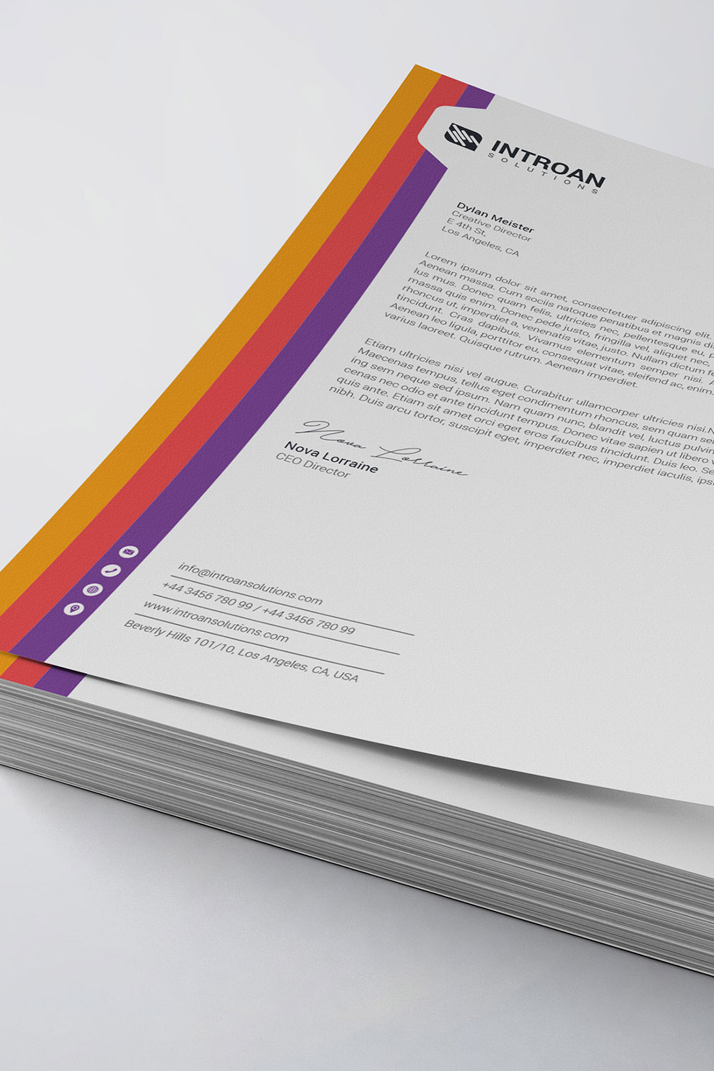 Modern Letterhead Template pinterest preview image.