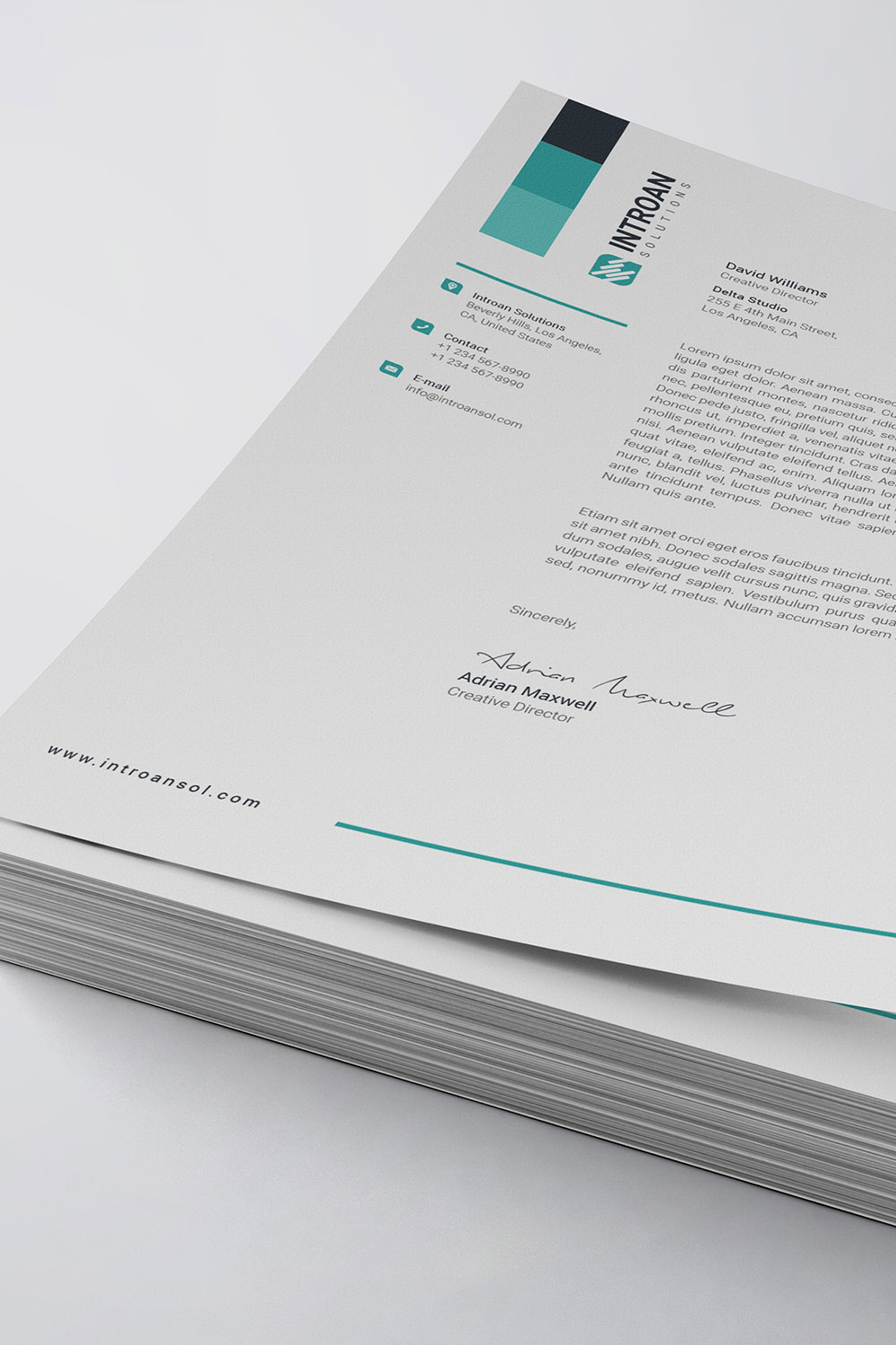 Clean Letterhead Template pinterest preview image.