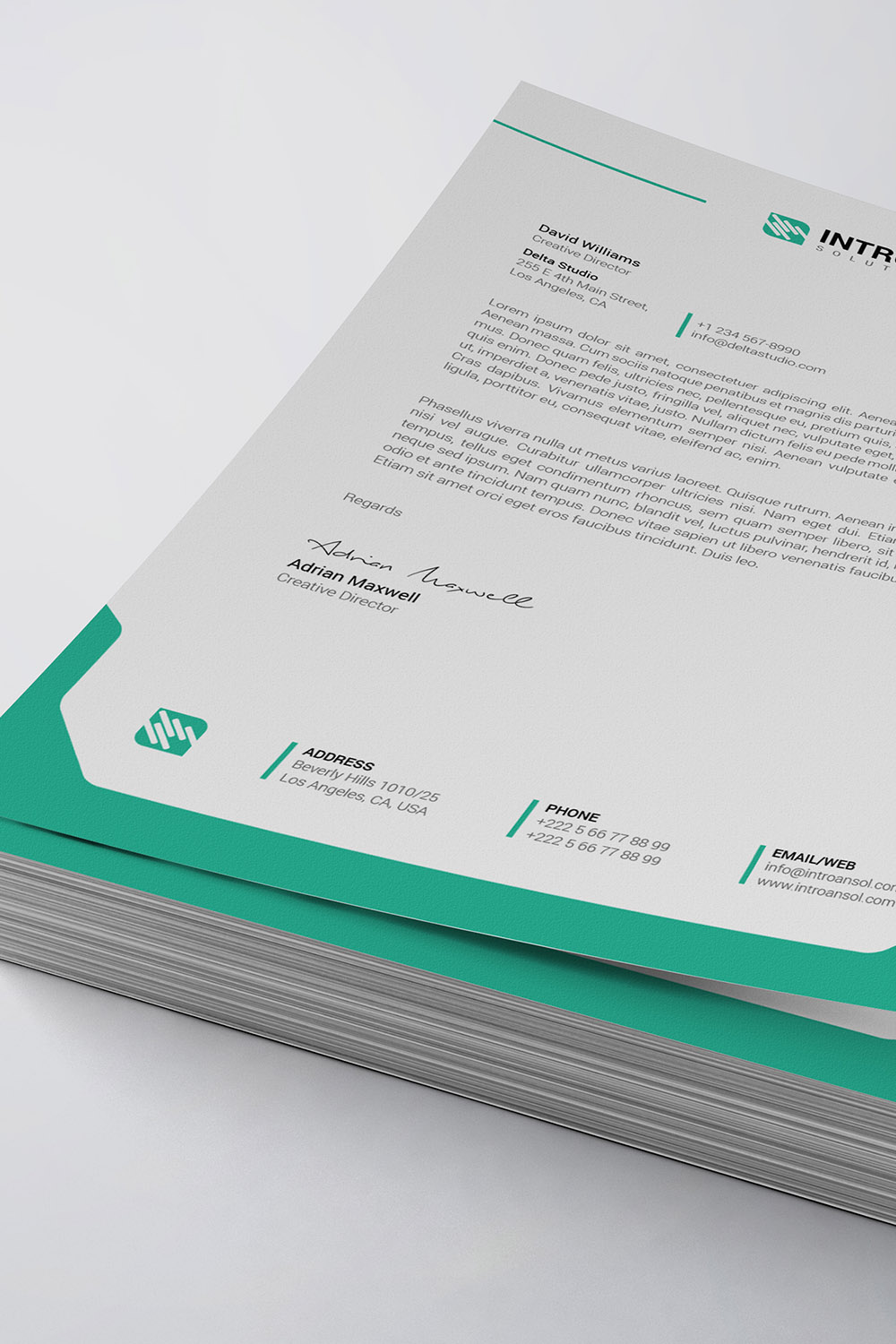 Modern Letterhead Template pinterest preview image.