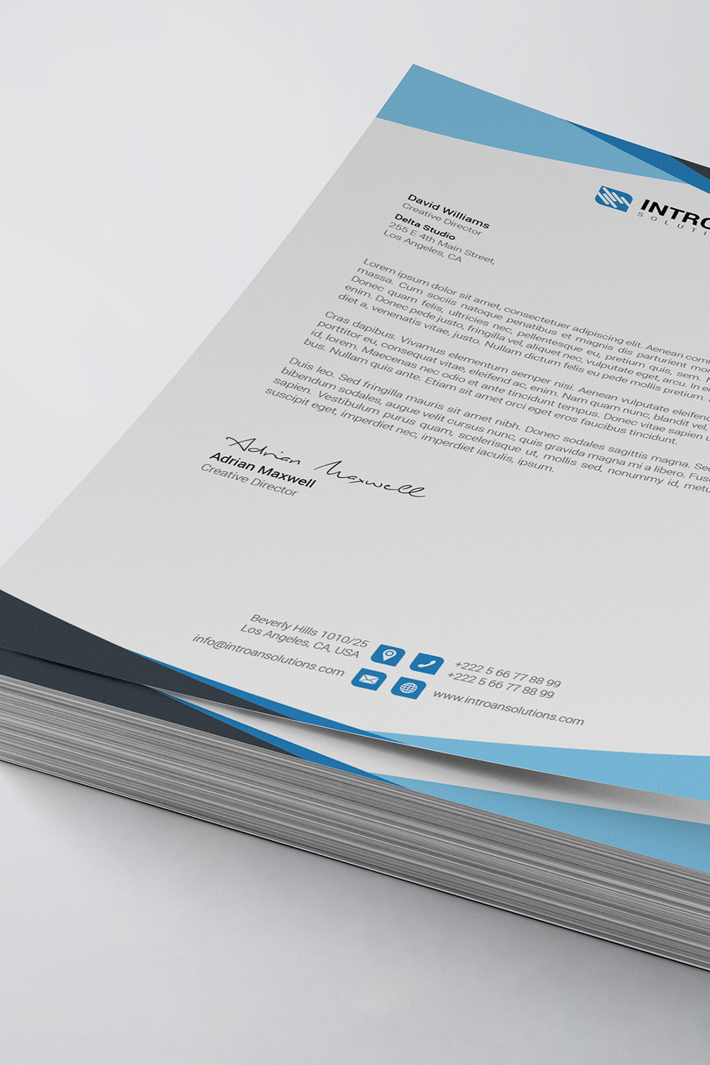 Modern Letterhead Template pinterest preview image.