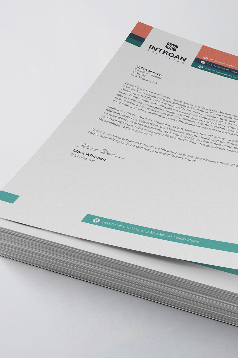 Modern Letterhead Template pinterest preview image.