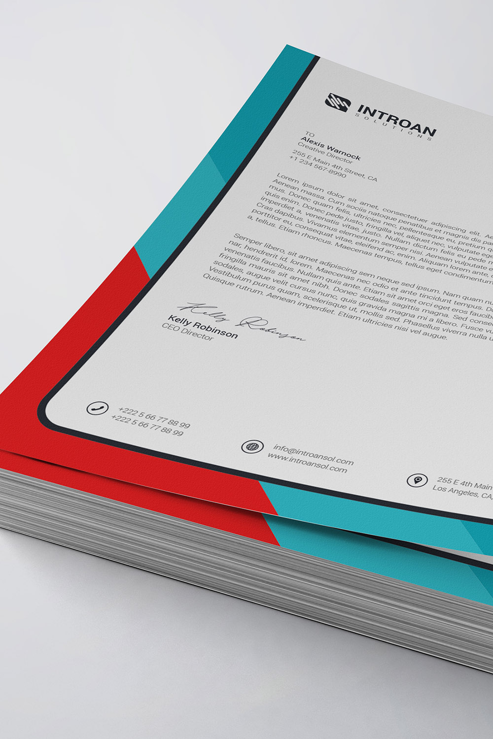 Modern Letterhead Template pinterest preview image.