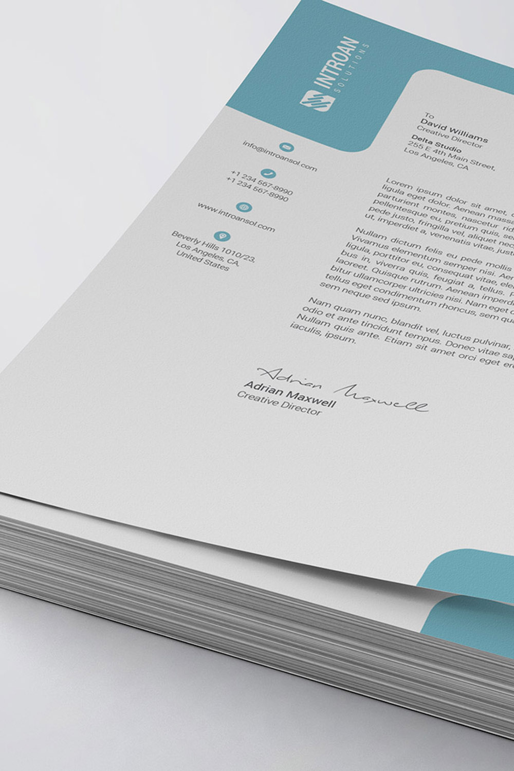 Modern Letterhead Template pinterest preview image.