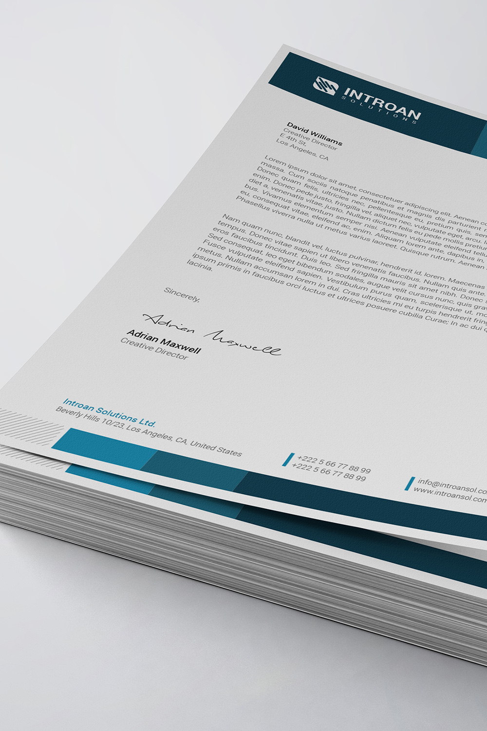 Corporate Letterhead Template pinterest preview image.