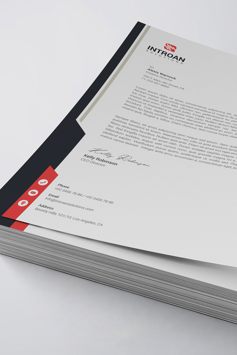 Corporate Letterhead Template pinterest preview image.