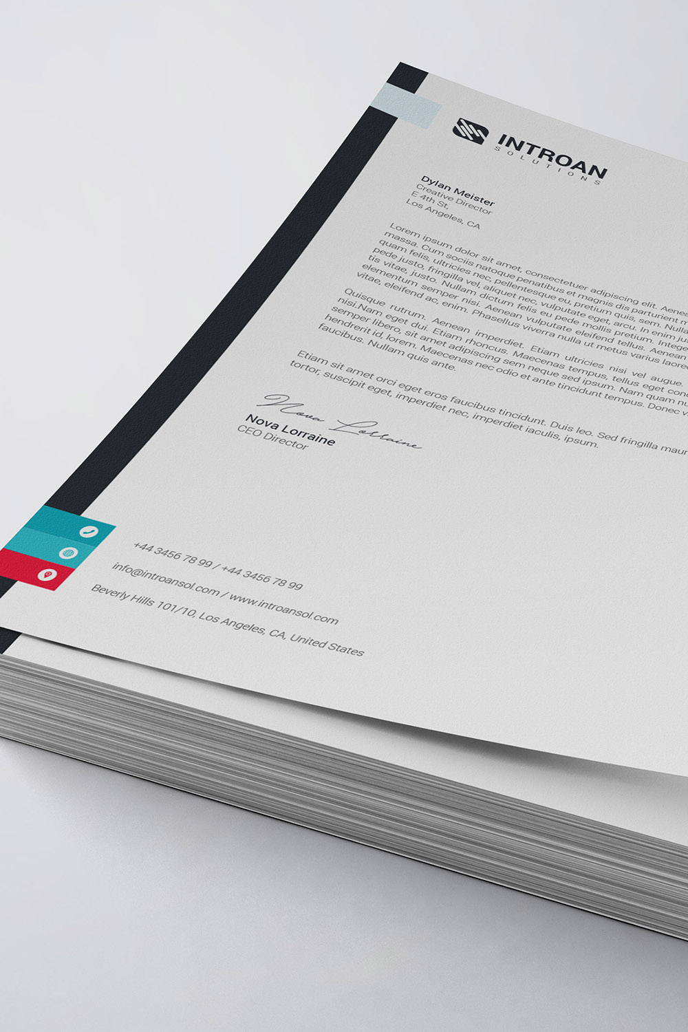 Modern Letterhead Template pinterest preview image.