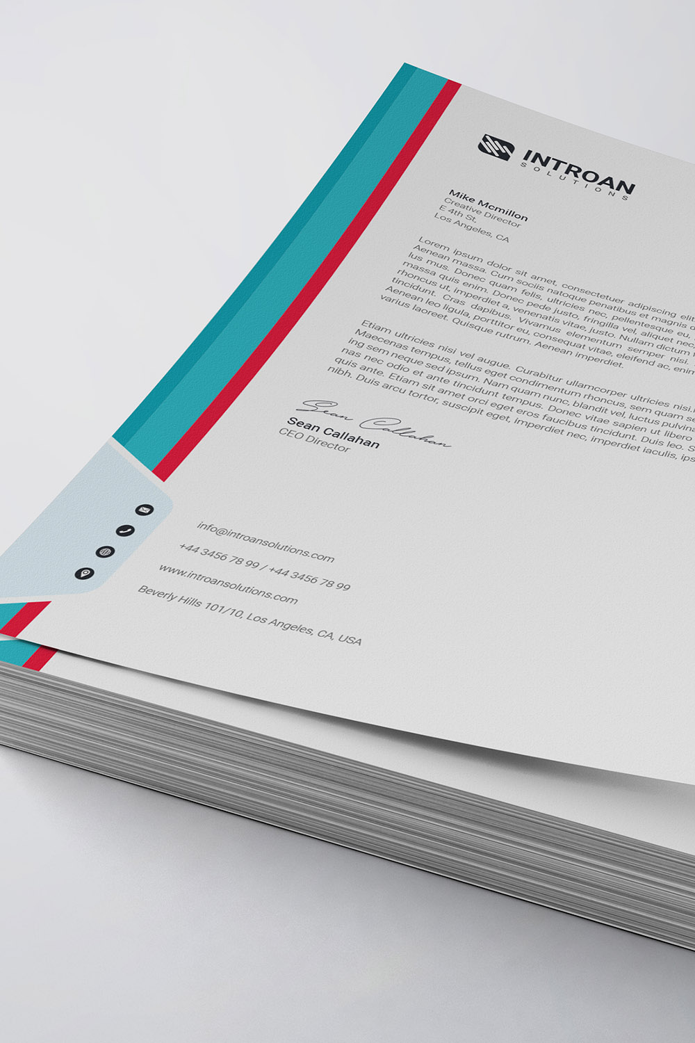 Clean and Modern Letterhead Template pinterest preview image.