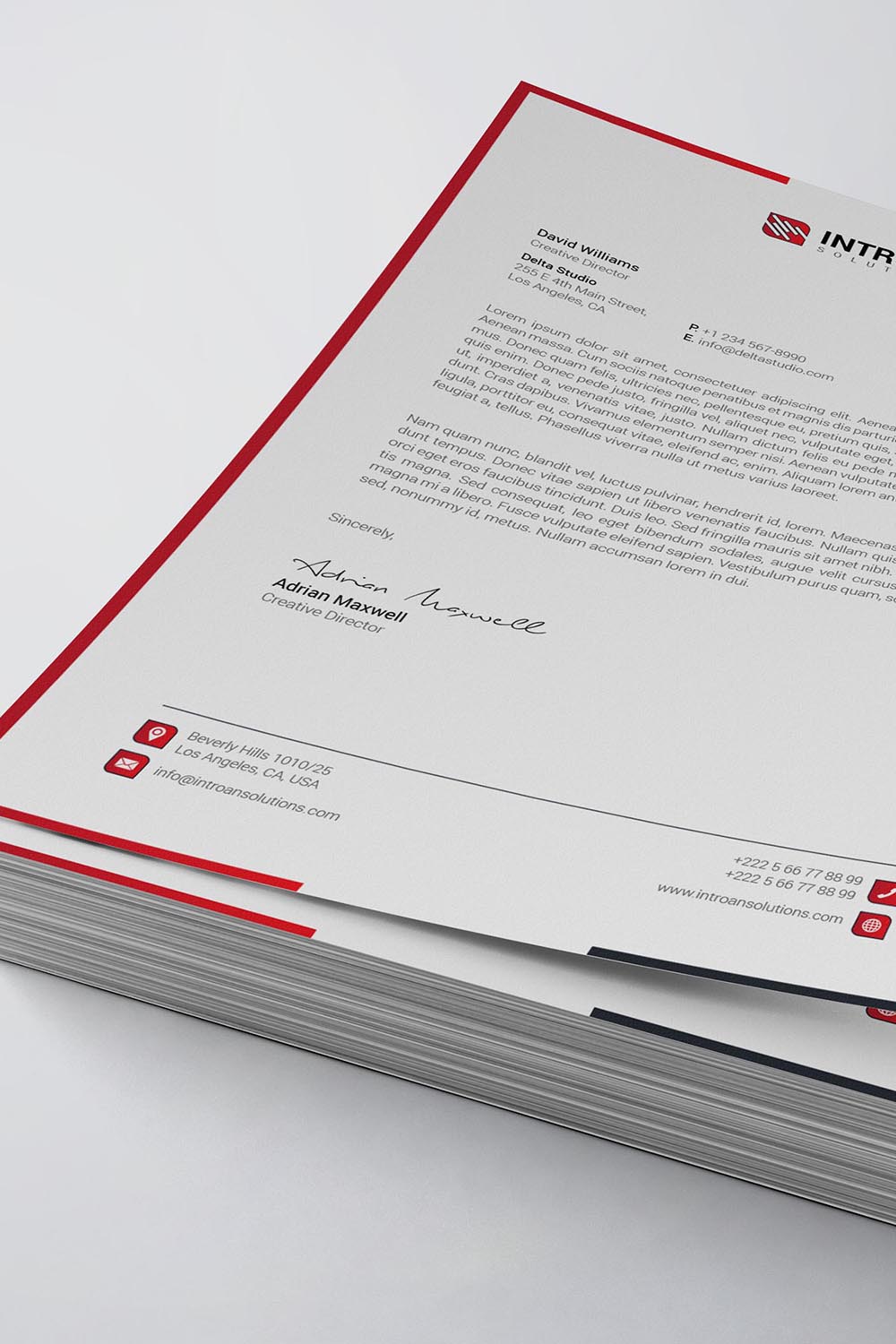 Modern Letterhead Template pinterest preview image.