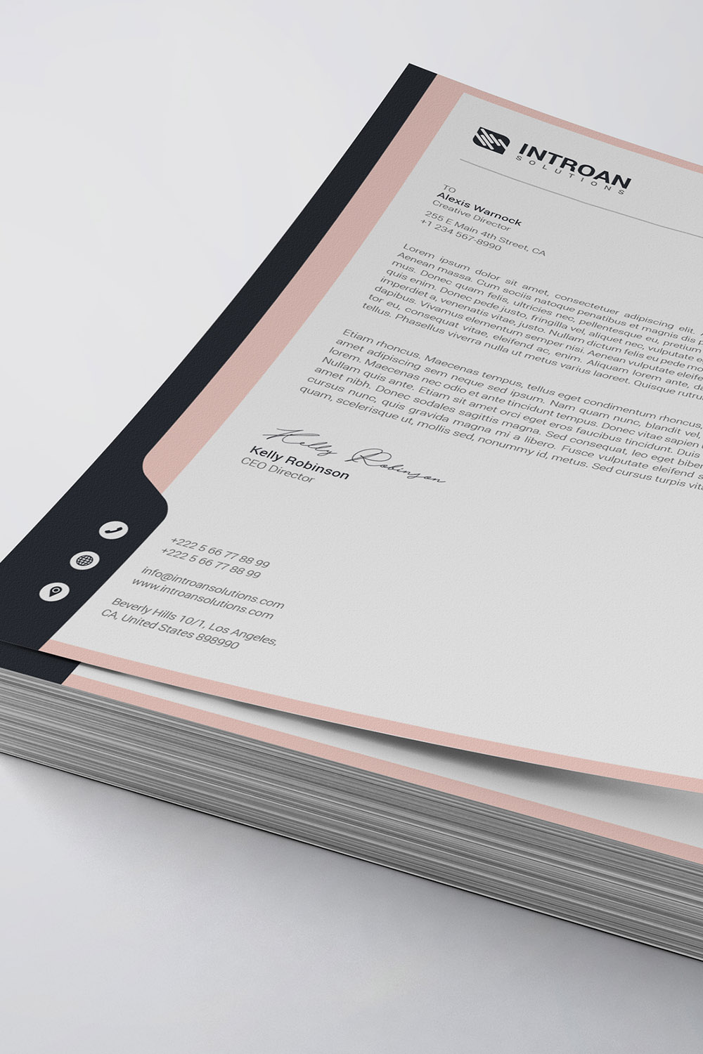 Corporate Letterhead Template pinterest preview image.