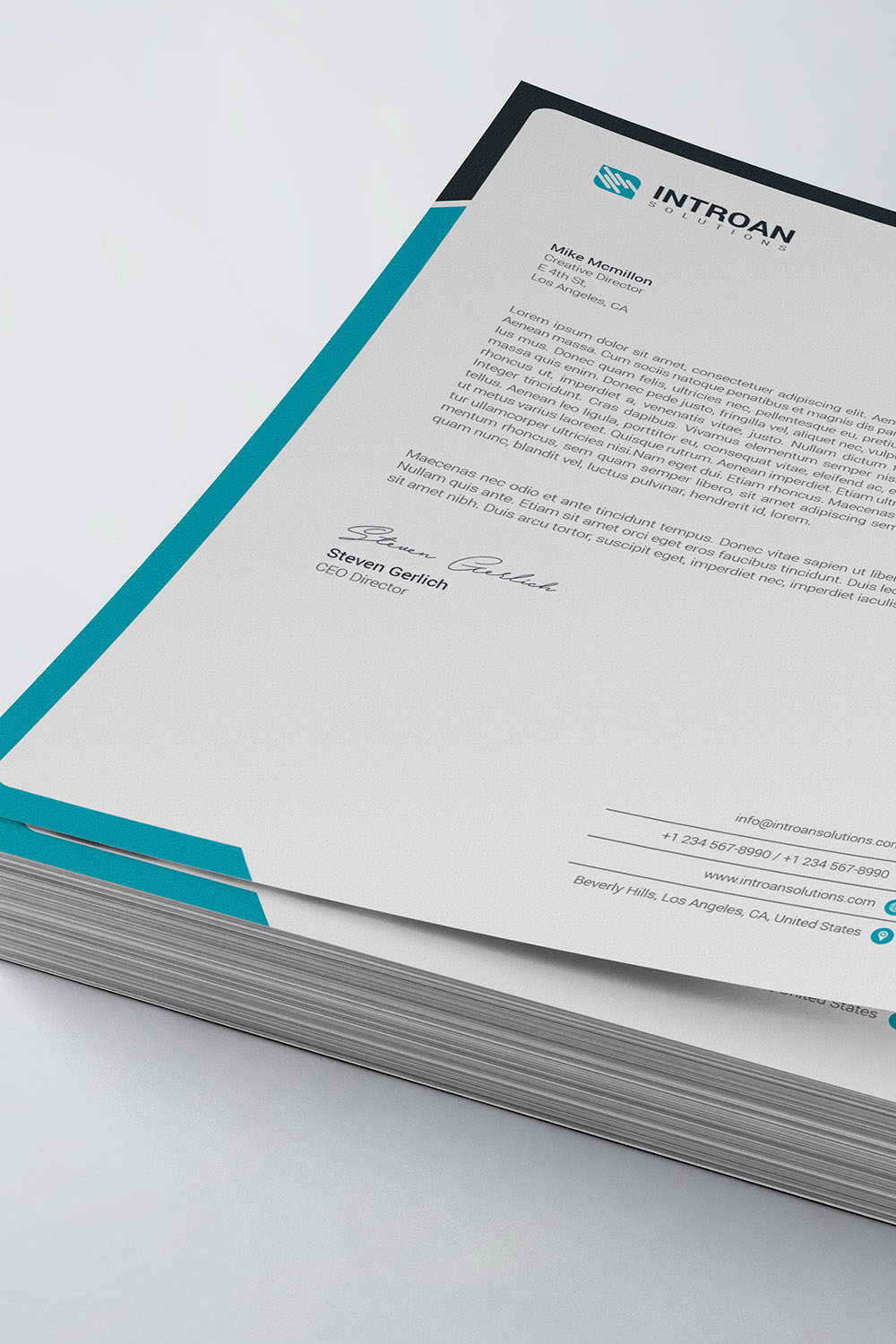 Corporate Letterhead Template pinterest preview image.