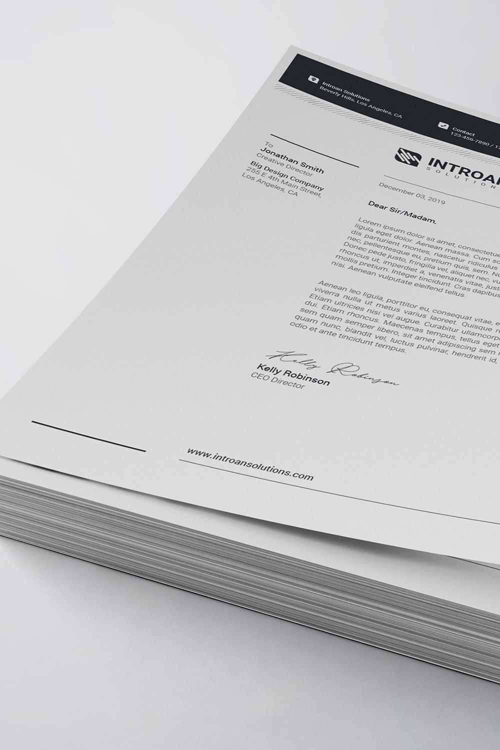 Modern Letterhead Template pinterest preview image.