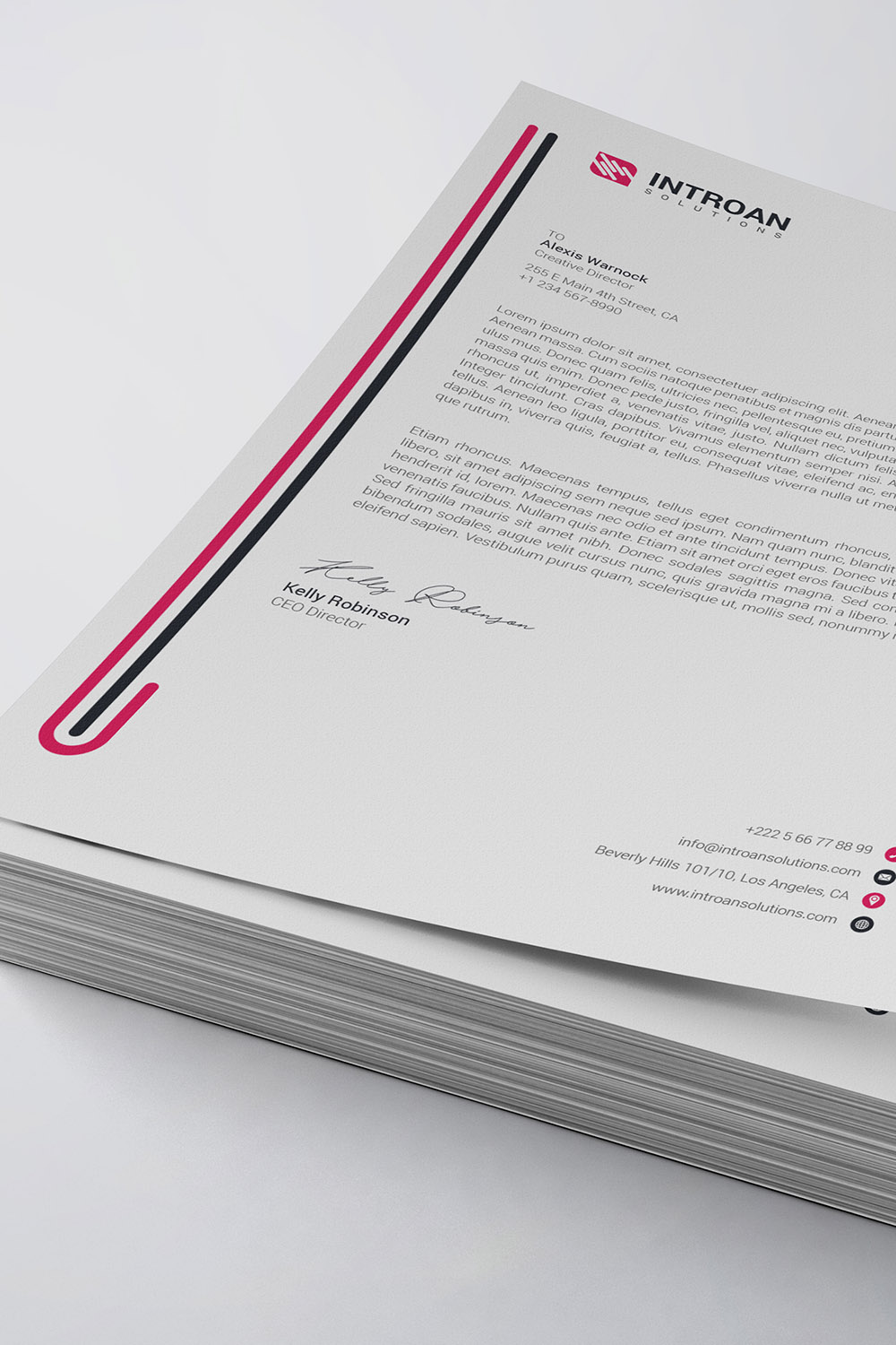 Modern Letterhead Template pinterest preview image.