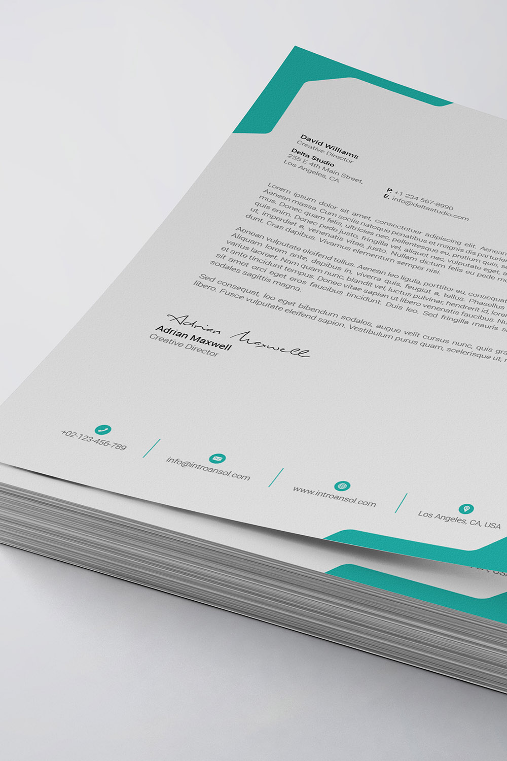 Modern Letterhead Template pinterest preview image.