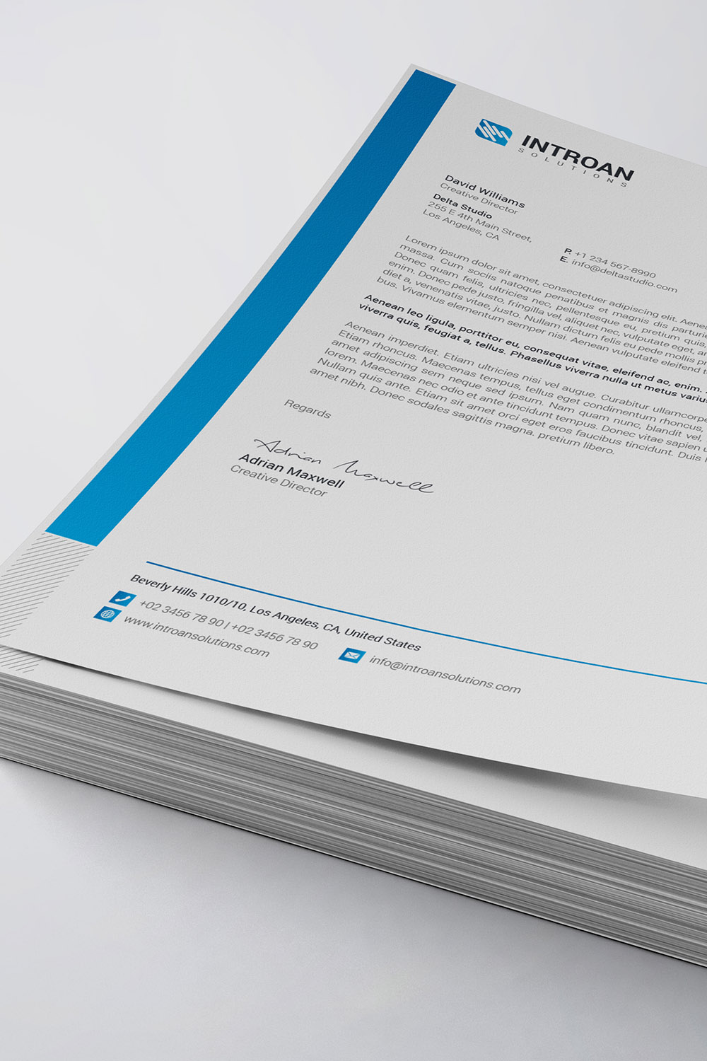 Clean Letterhead Template pinterest preview image.