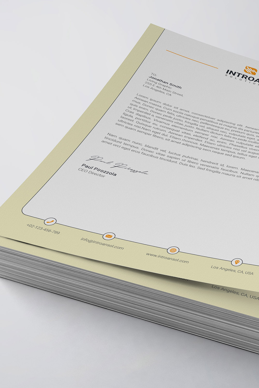 Corporate Letterhead Template pinterest preview image.