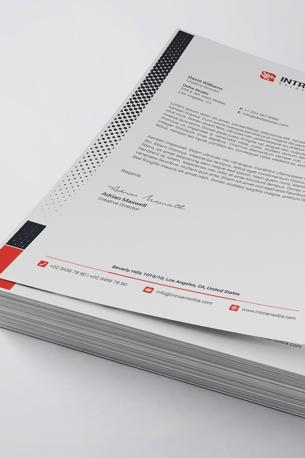 Modern Letterhead Template pinterest preview image.