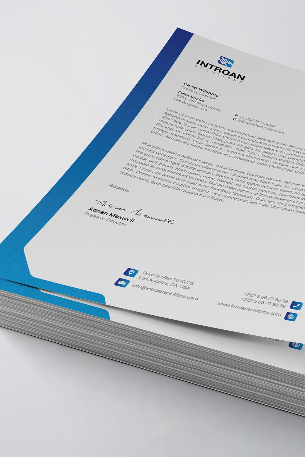 Modern Letterhead Template pinterest preview image.