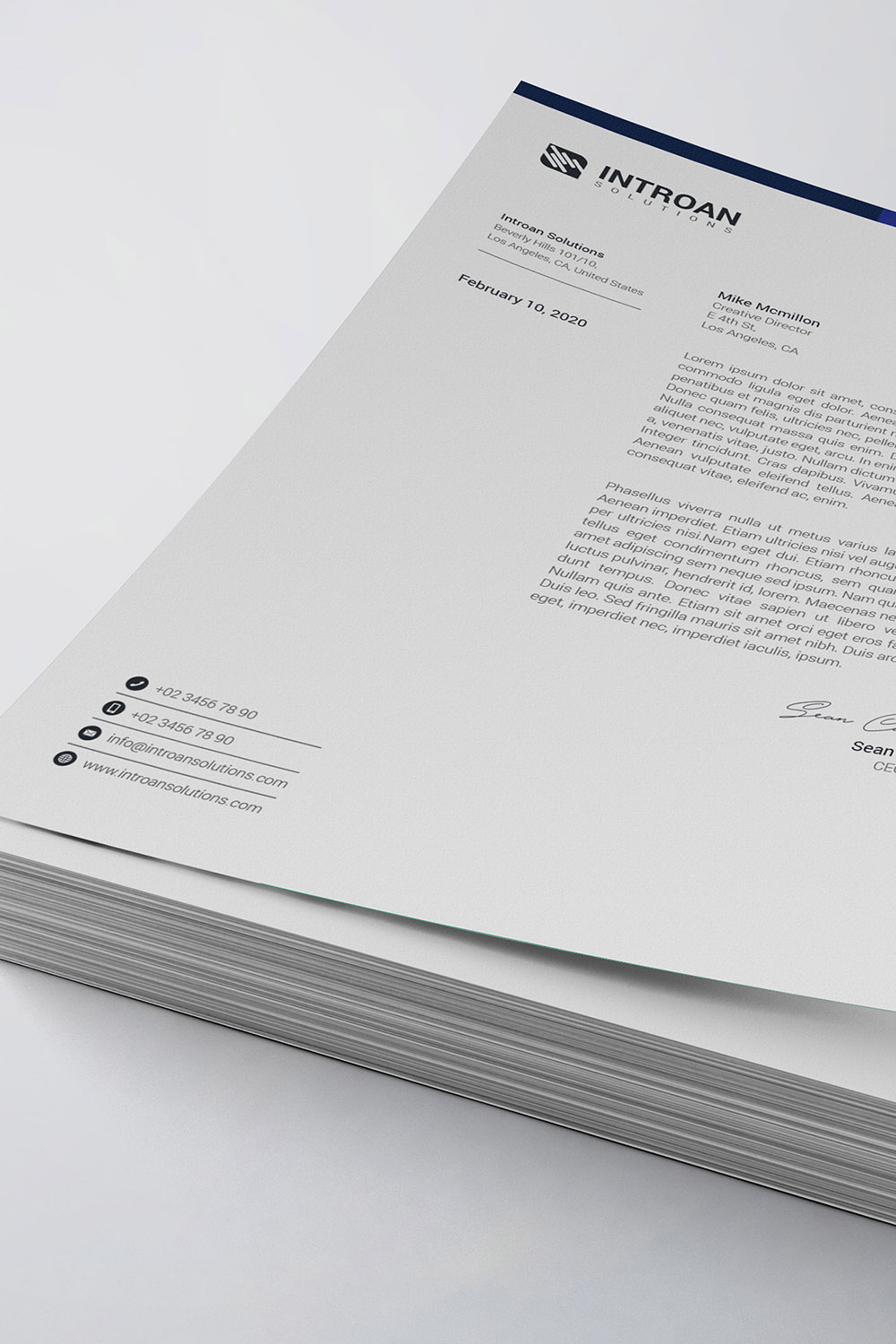 Corporate Letterhead Template pinterest preview image.