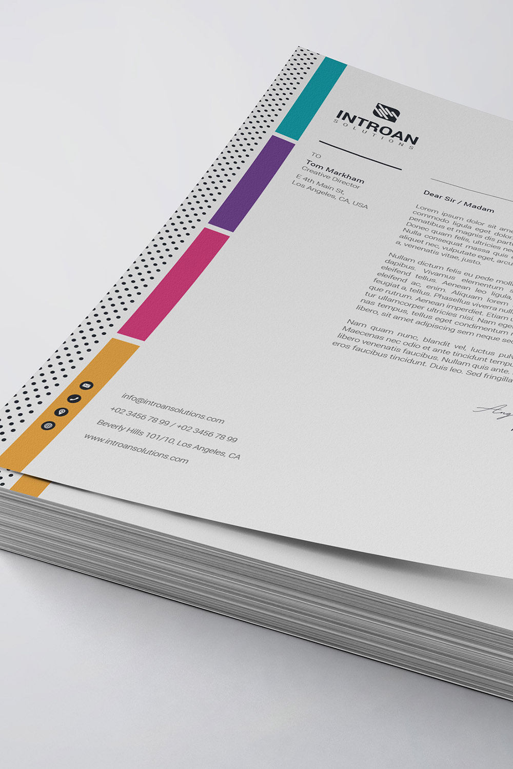 Modern Letterhead Template pinterest preview image.