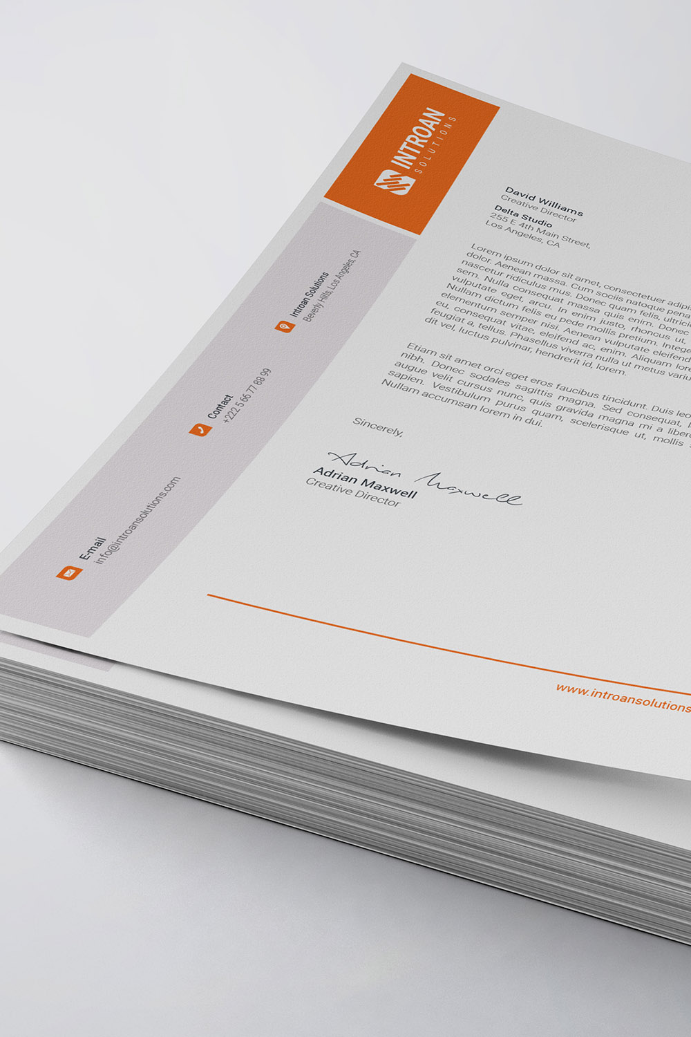 Clean Letterhead Template pinterest preview image.