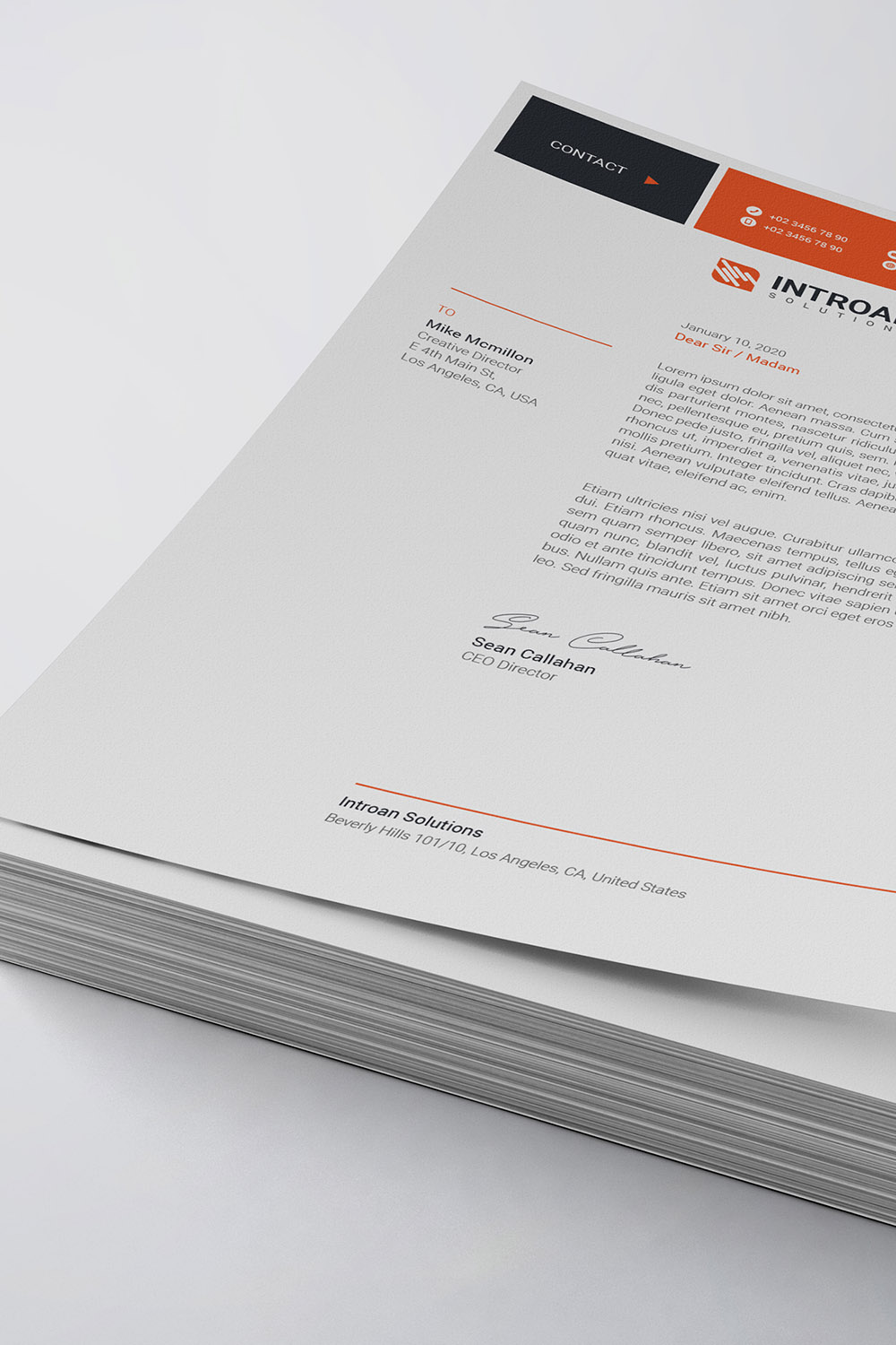 Corporate Letterhead Template pinterest preview image.